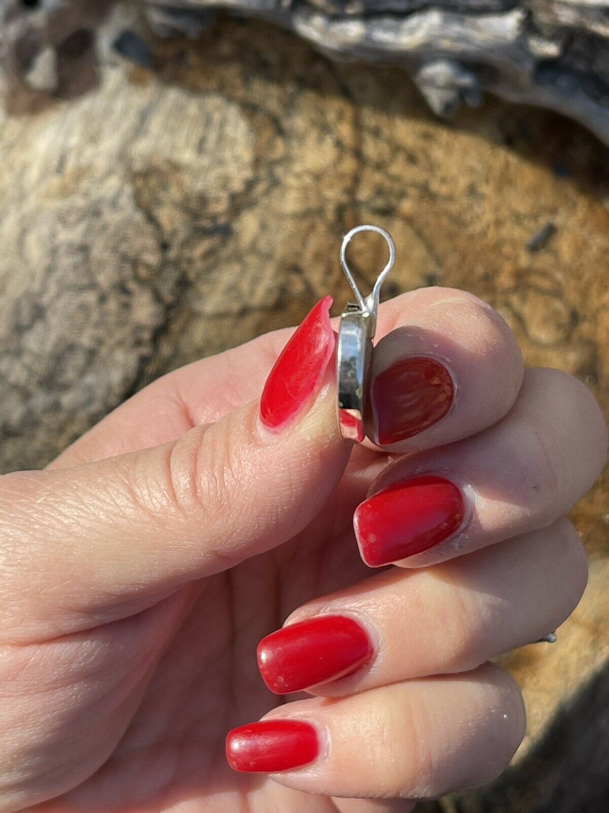 Handcrafted Iridescent Green Opal & Sterling Silver Heart Pendant