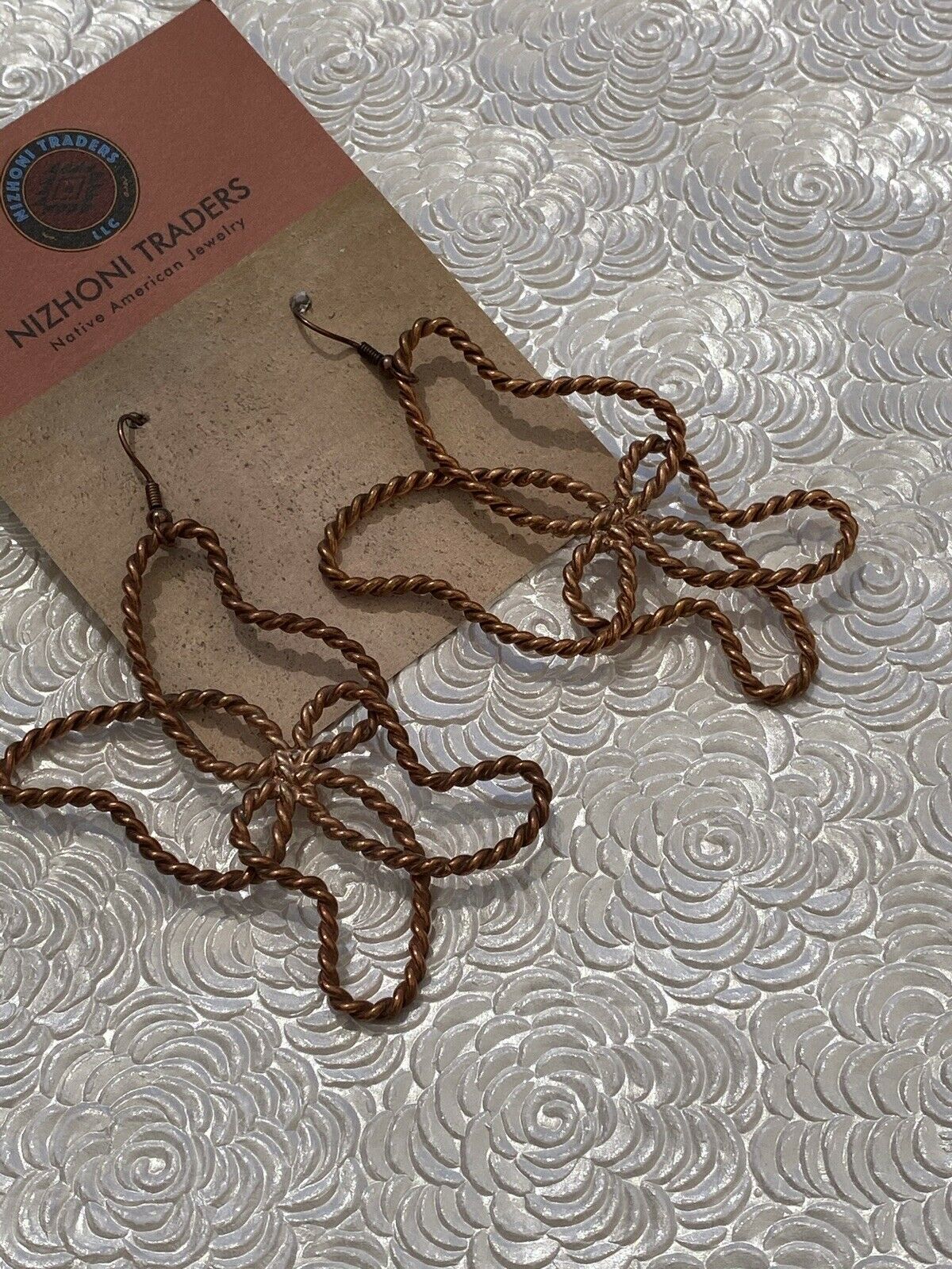 Handcrafted Copper Butterfly Twist Wire Dangle Earrings