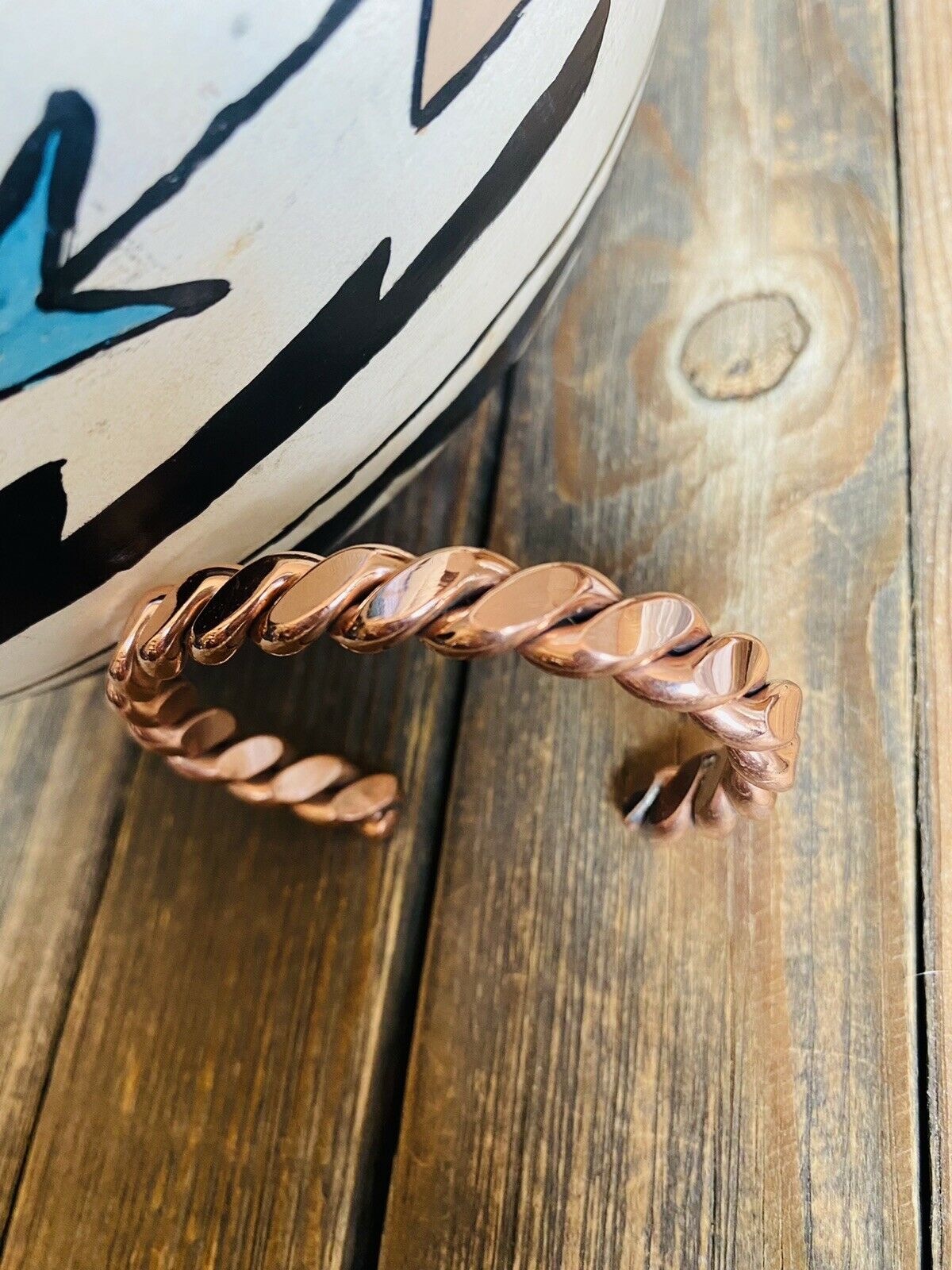 Handcrafted Copper Over Sterling Hand Twisted Cuff Bracelet