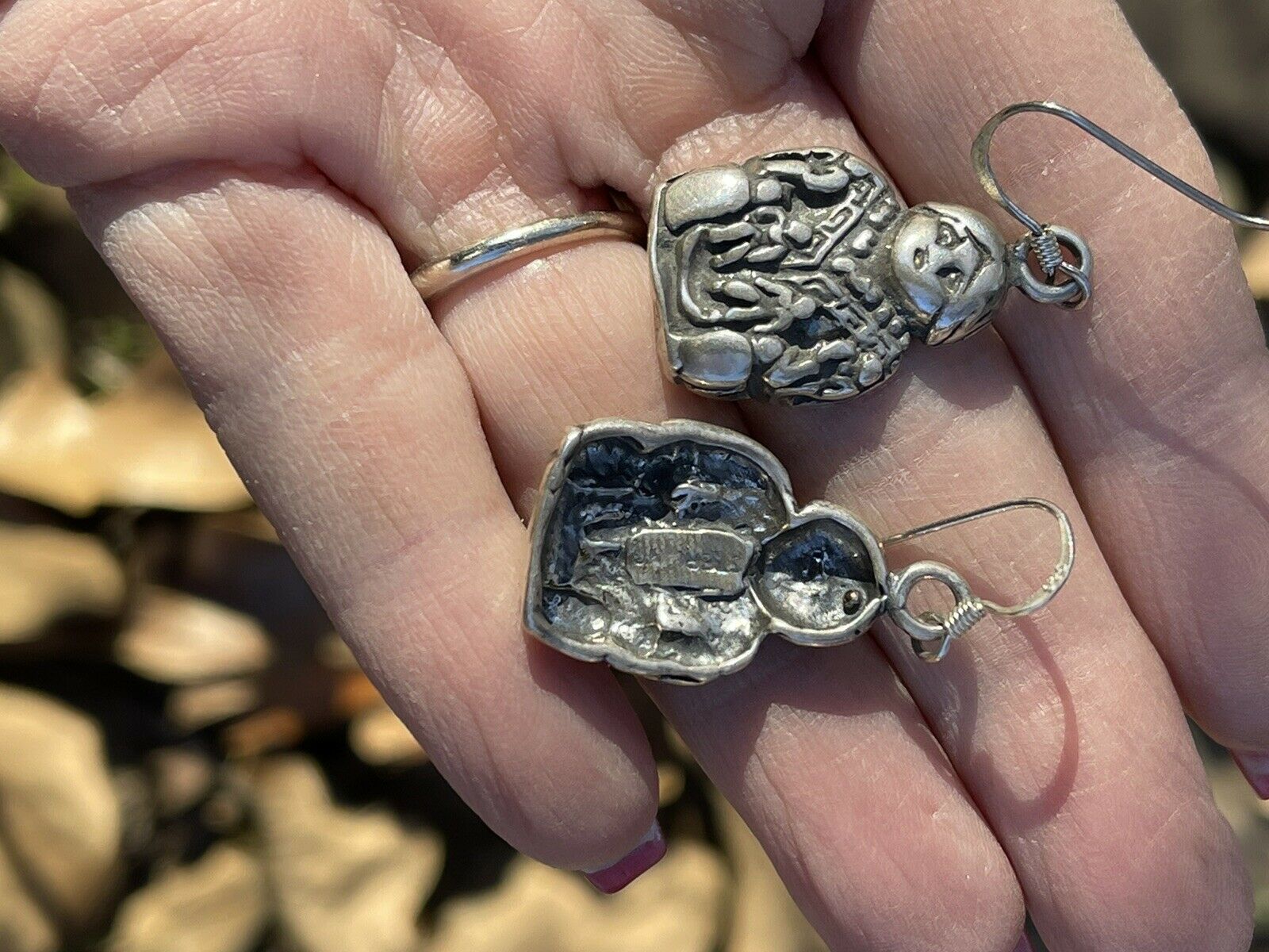 Handcrafted Sterling Silver Maiden Dangle Earrings Signed