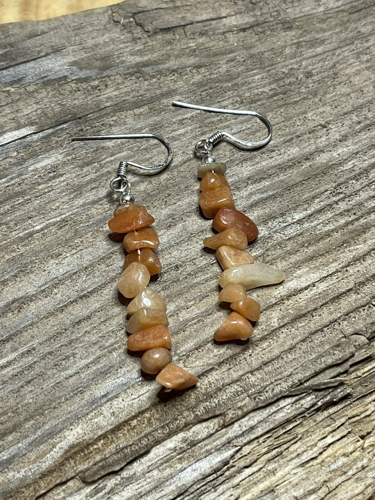 Sterling Silver Cream Quartz Chip Dangle Earrings