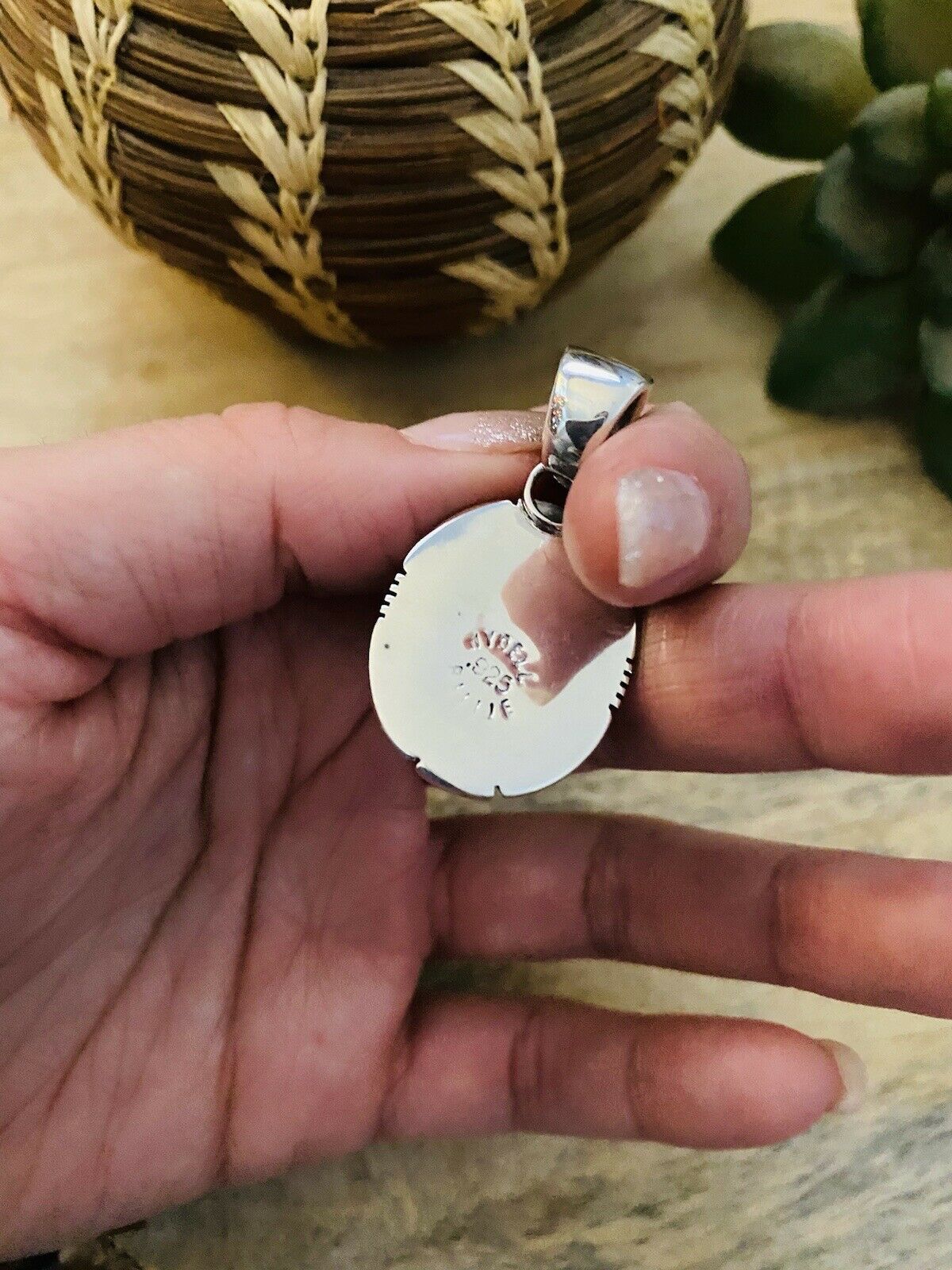 Handcrafted Sterling Silver & White Gibbsite Pendant