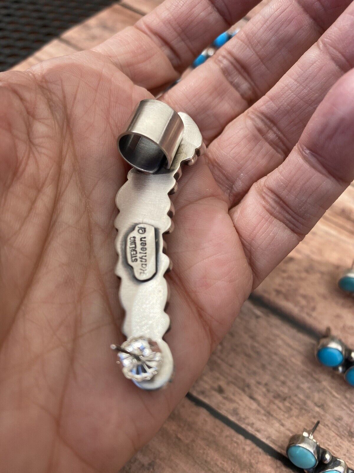 Handcrafted Sterling Silver & Turquoise Ear Cuff Signed