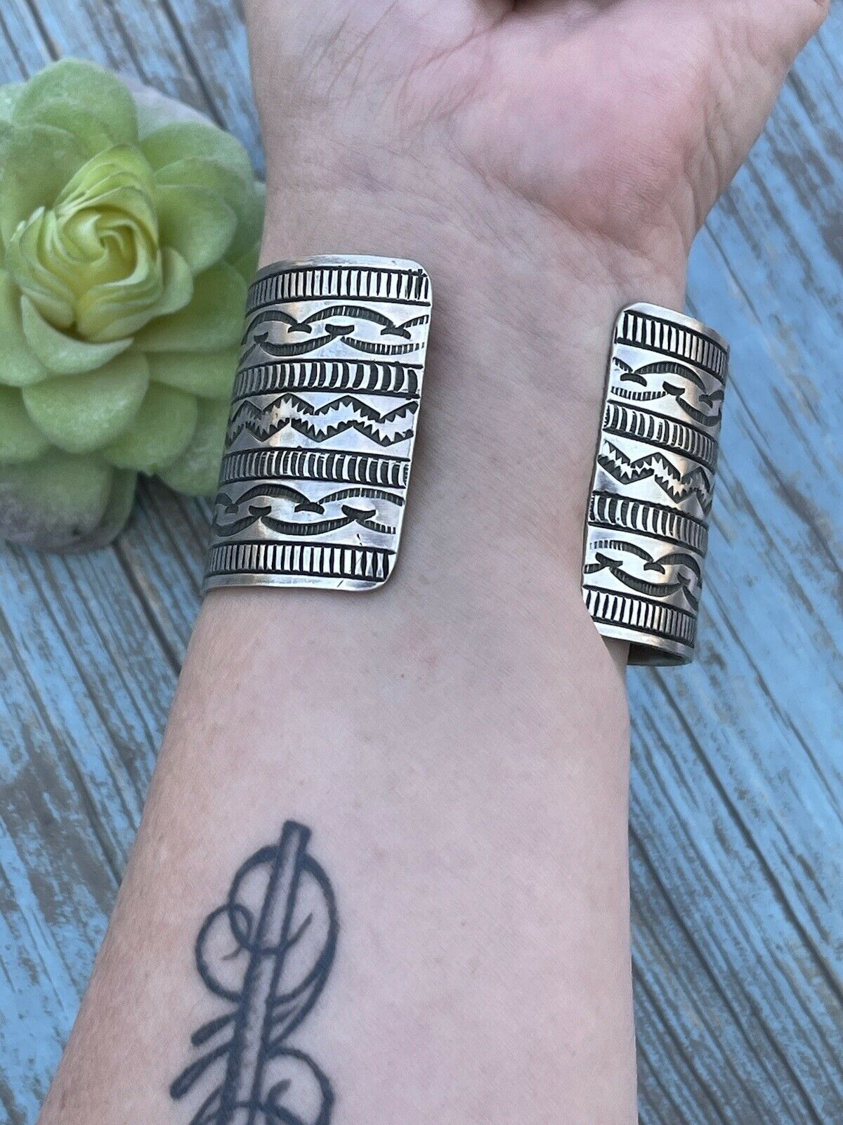 Handmade Sterling & Number 8 Turquoise Signed Cuff Signed Danny Clark