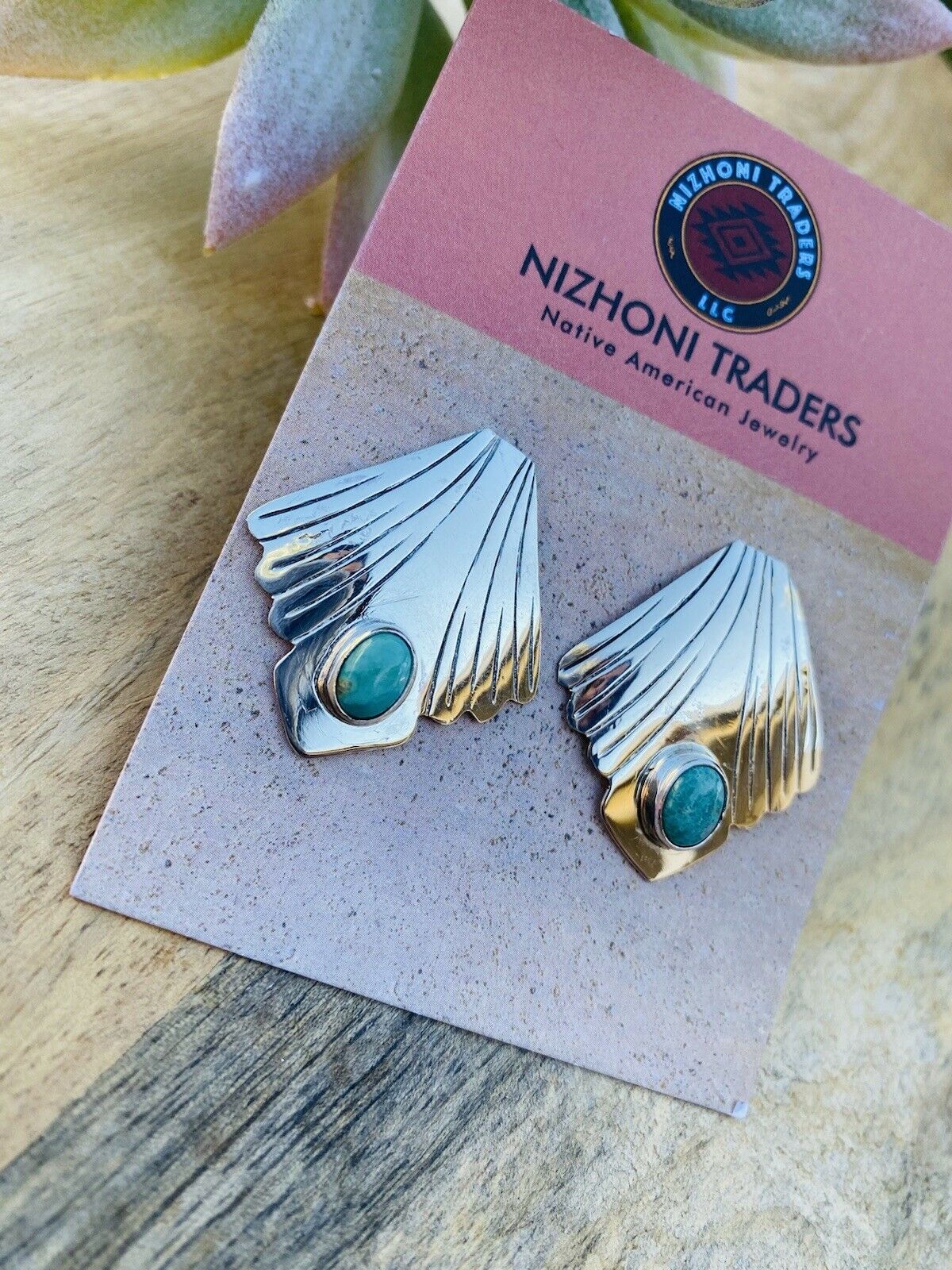 Handcrafted Turquoise & Sterling Silver Post Earrings