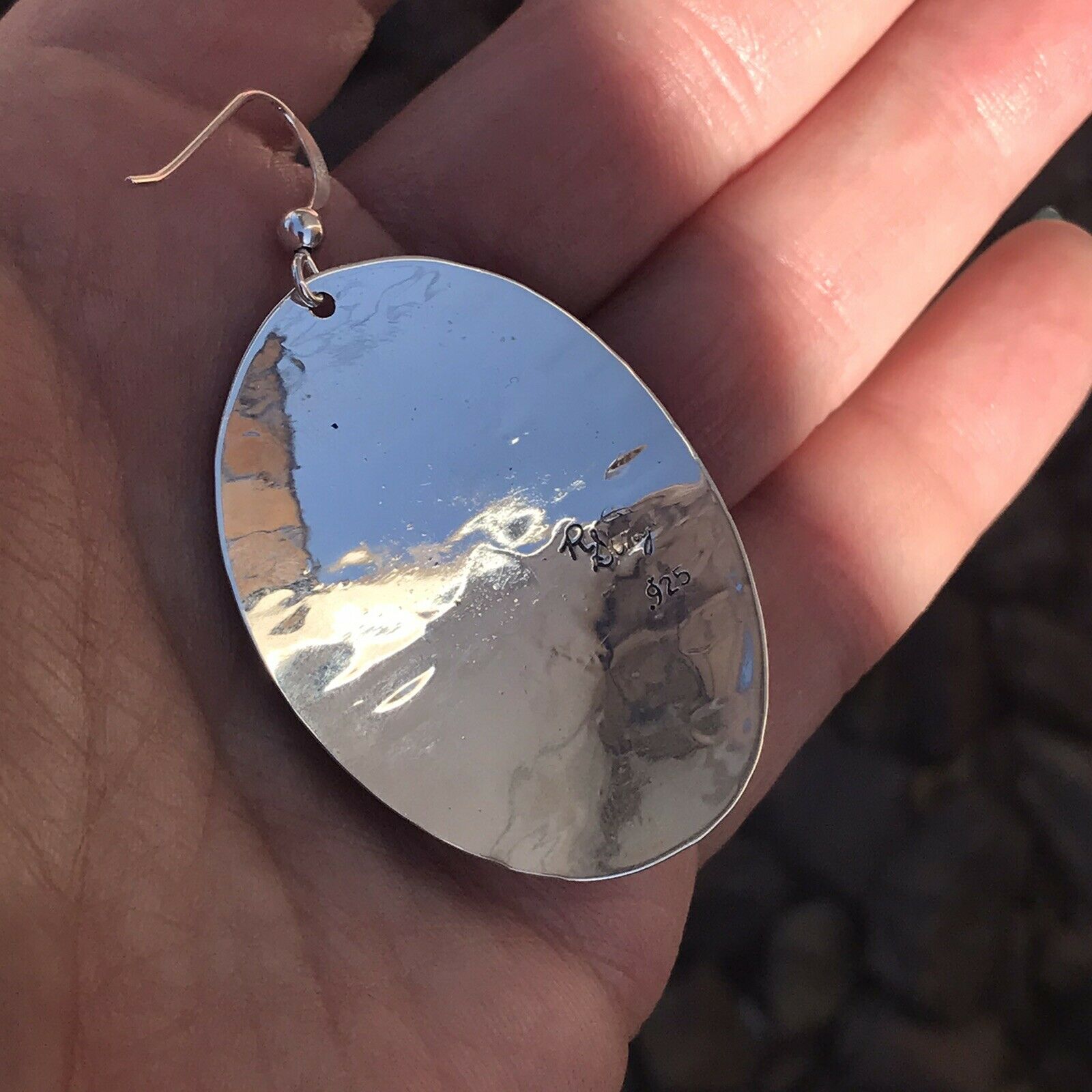 Handcrafted Sterling Silver Etched Hand Stamped Dangle Earrings