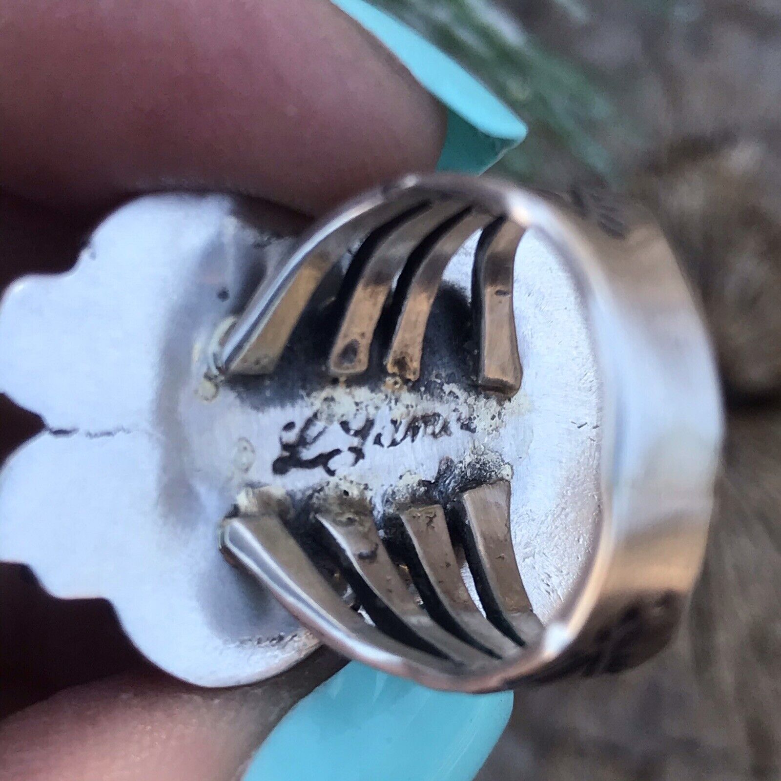 Handcrafted Sterling Silver Natural Red Coral Ring Artist L. James