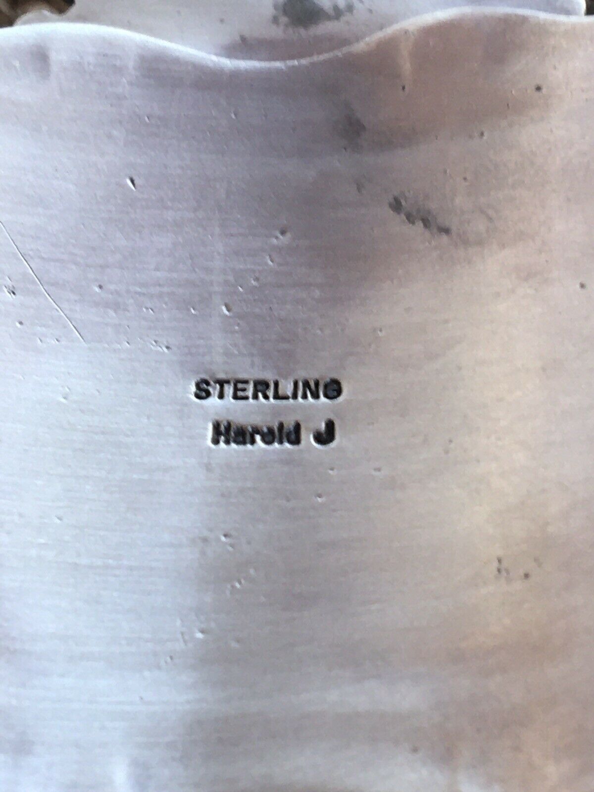 Handcrafted Royston Turquoise Sterling Silver Handstamped Cuff Signed