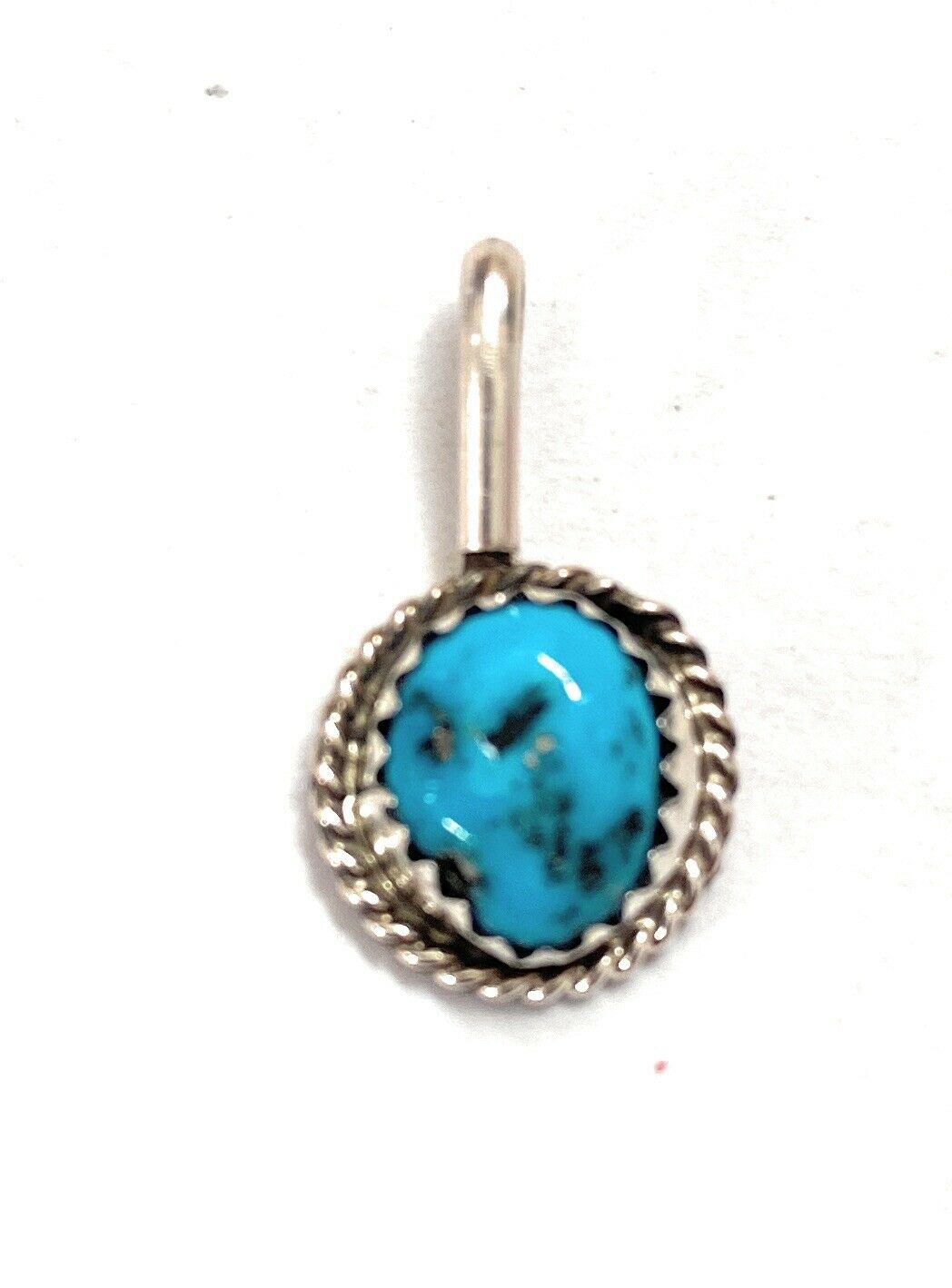 Handcrafted Kingman Turquoise & Sterling Silver Mini Pendant
