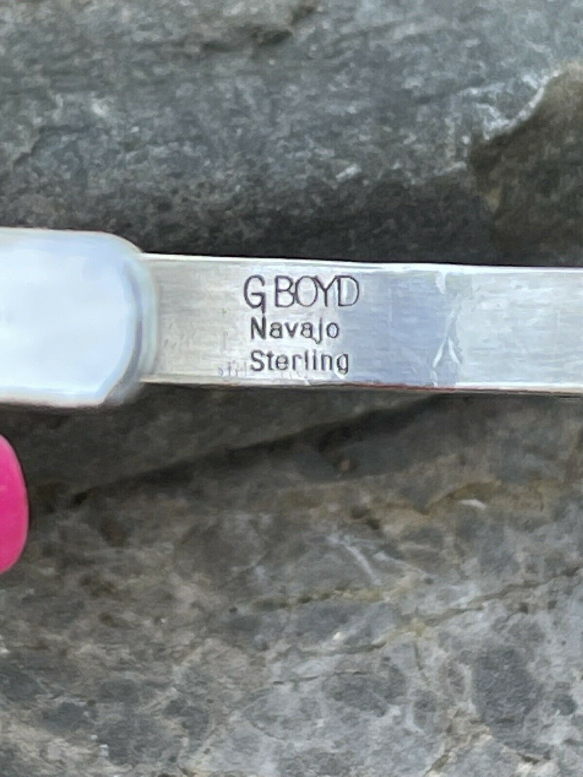 Handcrafted Purple Spiny Sterling Silver Heart Cuff Bracelet Stamped G. Boyd