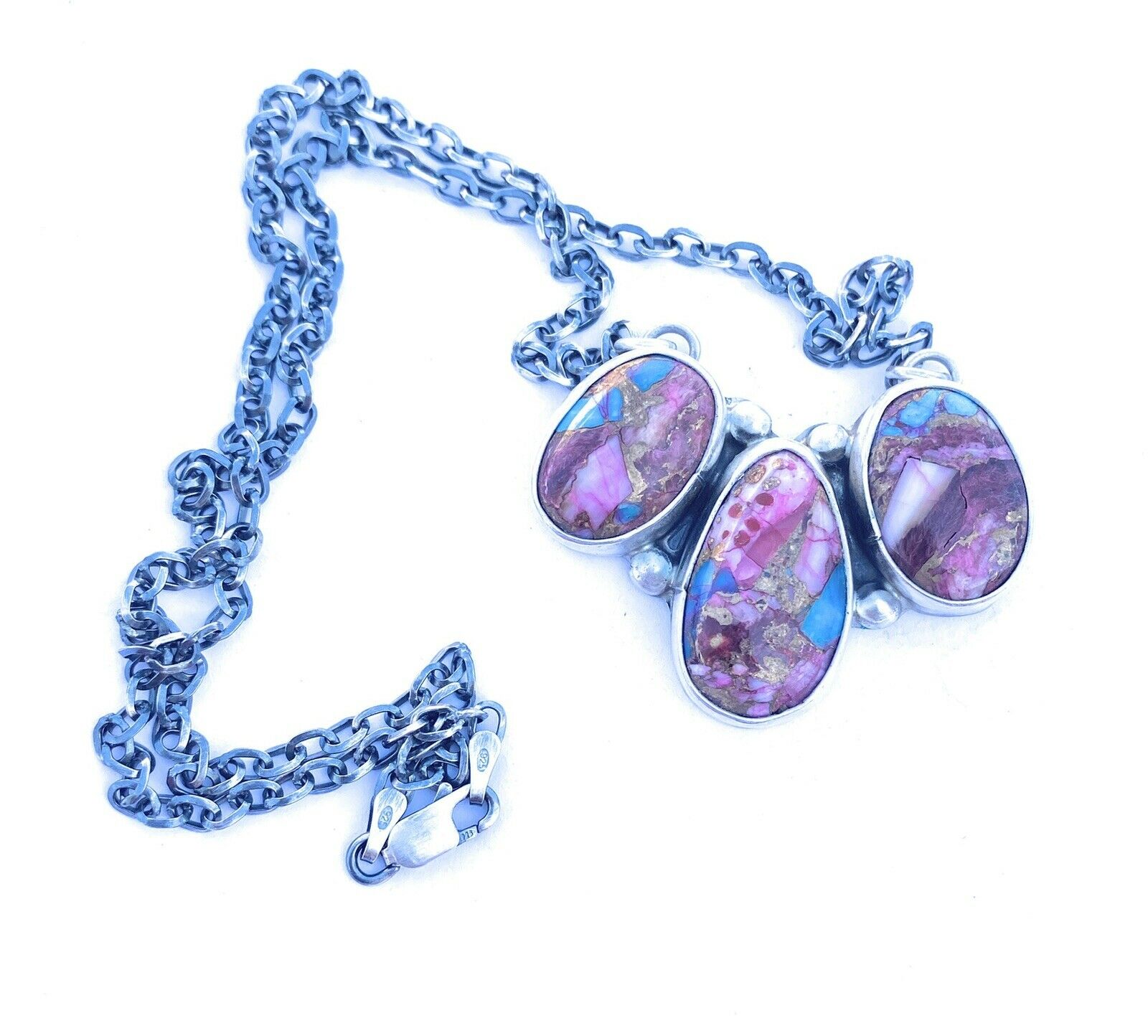 Handcrafted Sterling Silver & Pink Dream Mohave Necklace Signed