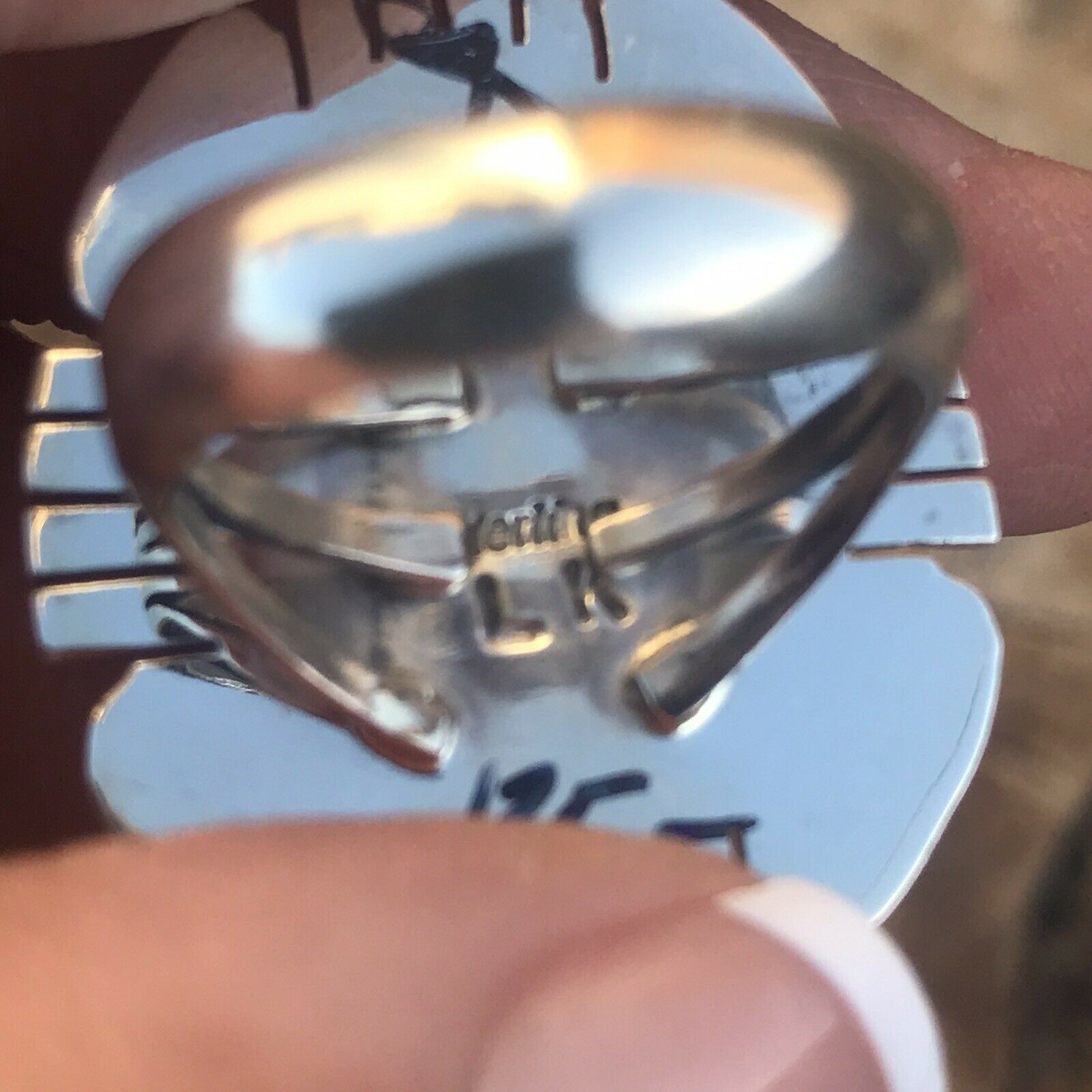 Handcrafted Royston Turquoise & Sterling Silver Ring Size 8 Stamped Sterling