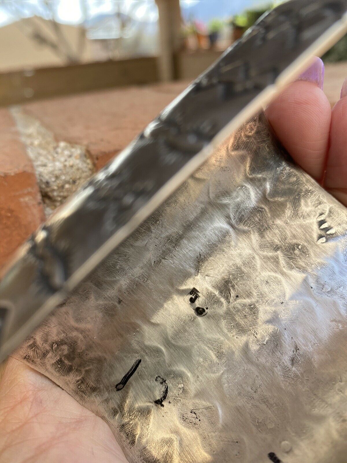 Handcrafted Sterling Silver Hand Stamped Statement Bracelet Cuff Signed