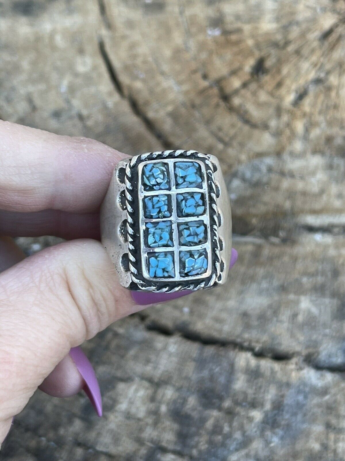Handcrafted Unisex Turquoise Sterling Silver Statement Ring Sz 10.5