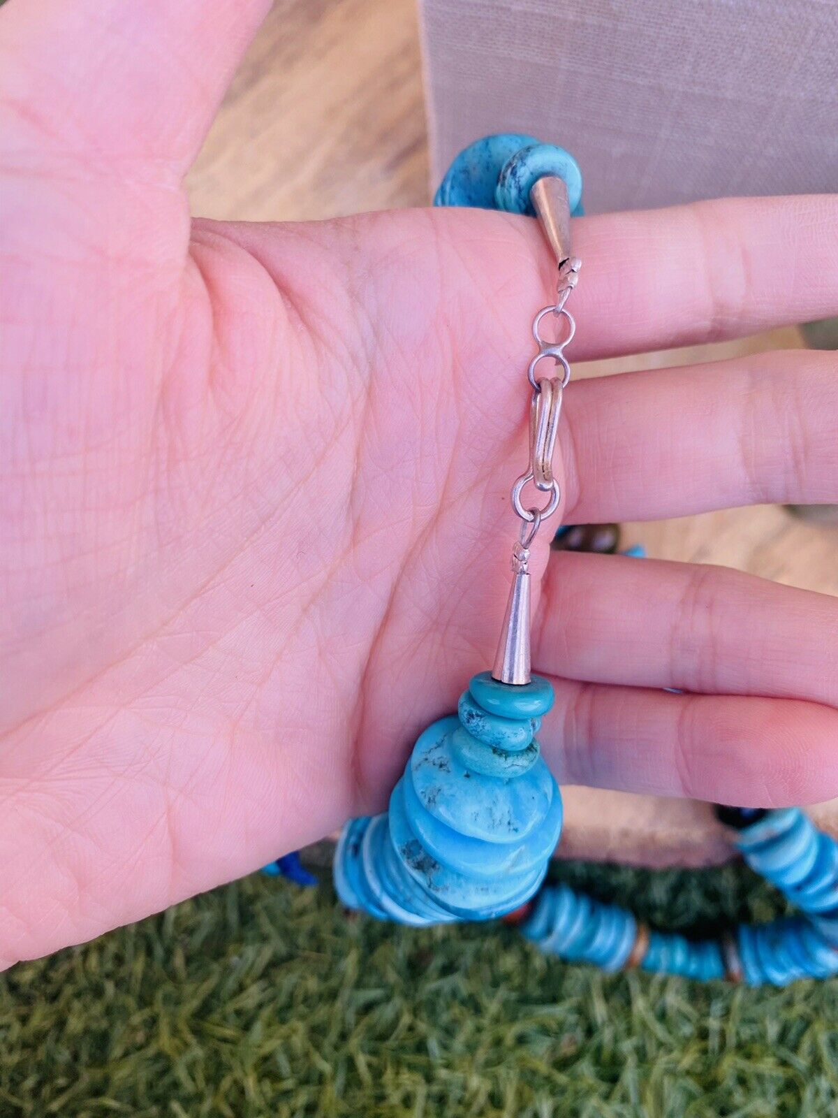 Handcrafted Vintage Sterling Silver & Multi Stone Beaded Necklace