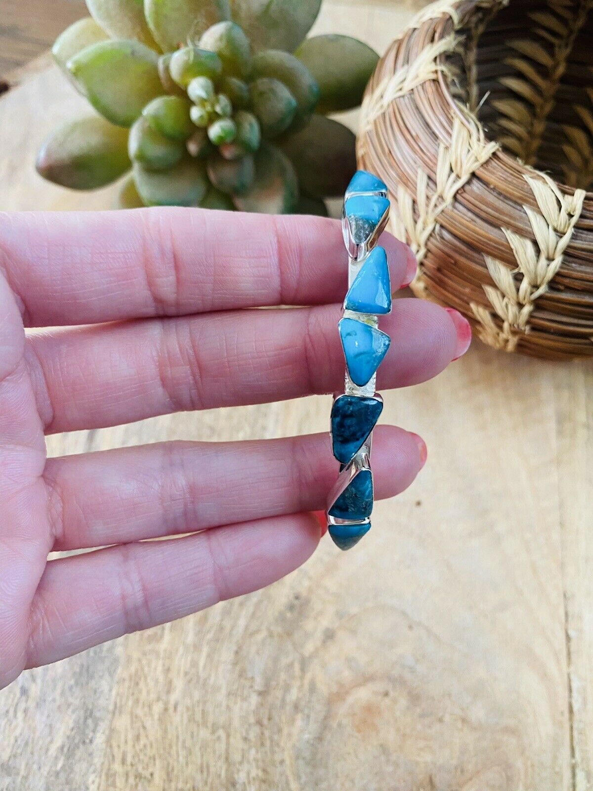 Turquoise & Sterling Silver Stacker Cuff Bracelet