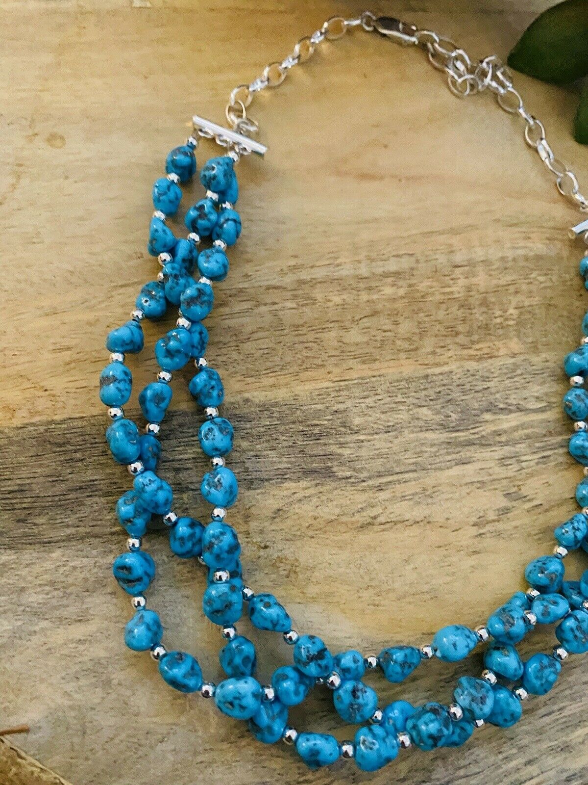Handcrafted Sterling Silver & Natural Sleeping Beauty Turquoise Nugget Necklace