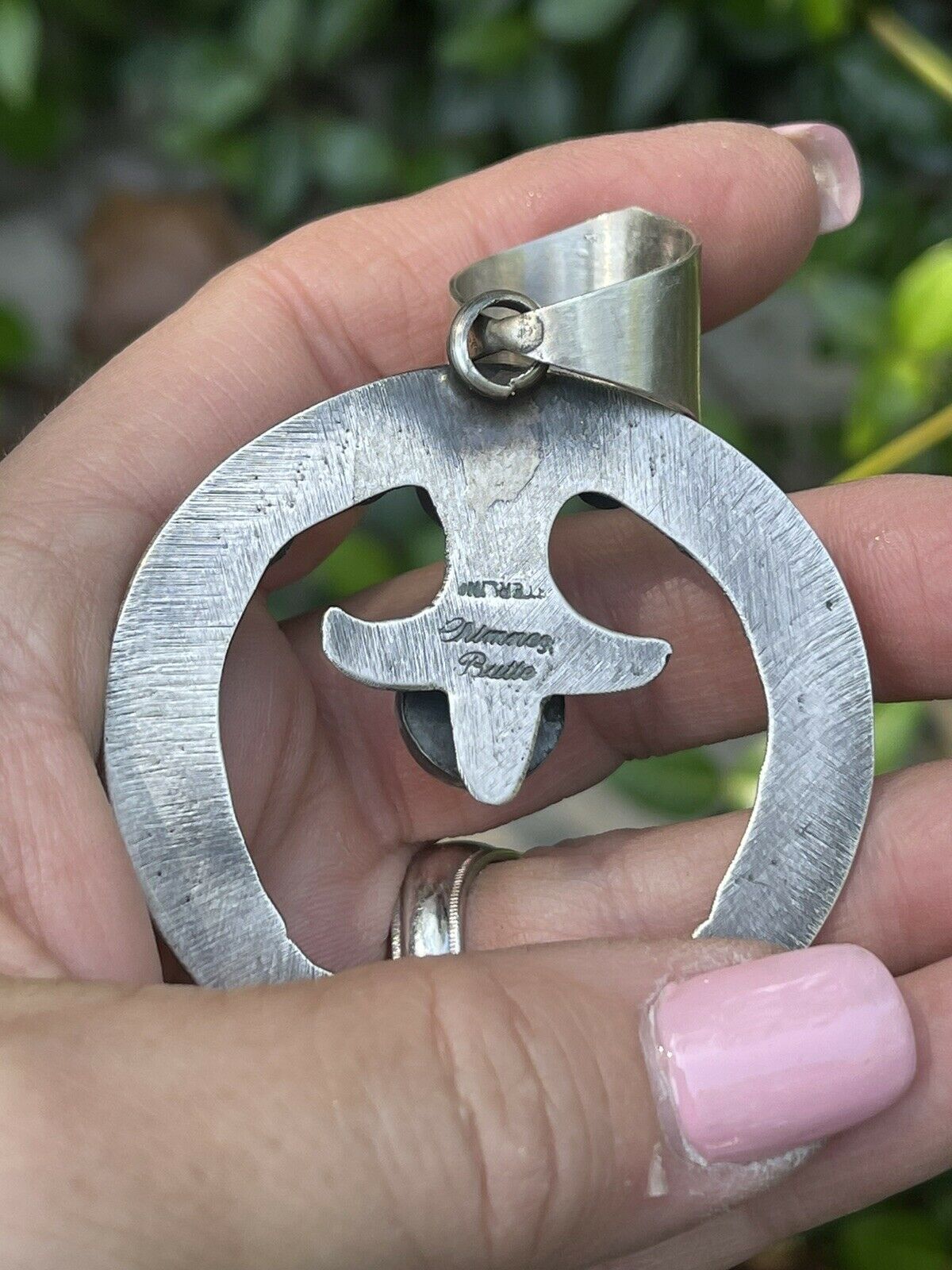 Handcrafted Sterling Silver Rose Spiny Naja Pendant Signed By Chimney Butte