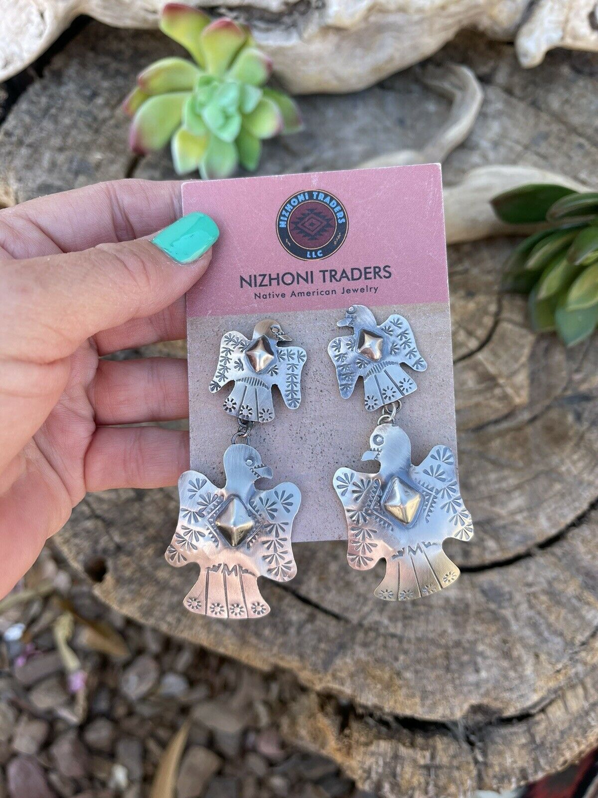 Handcrafted Sterling Silver Thunderbird Dangles by Tim Yazzie