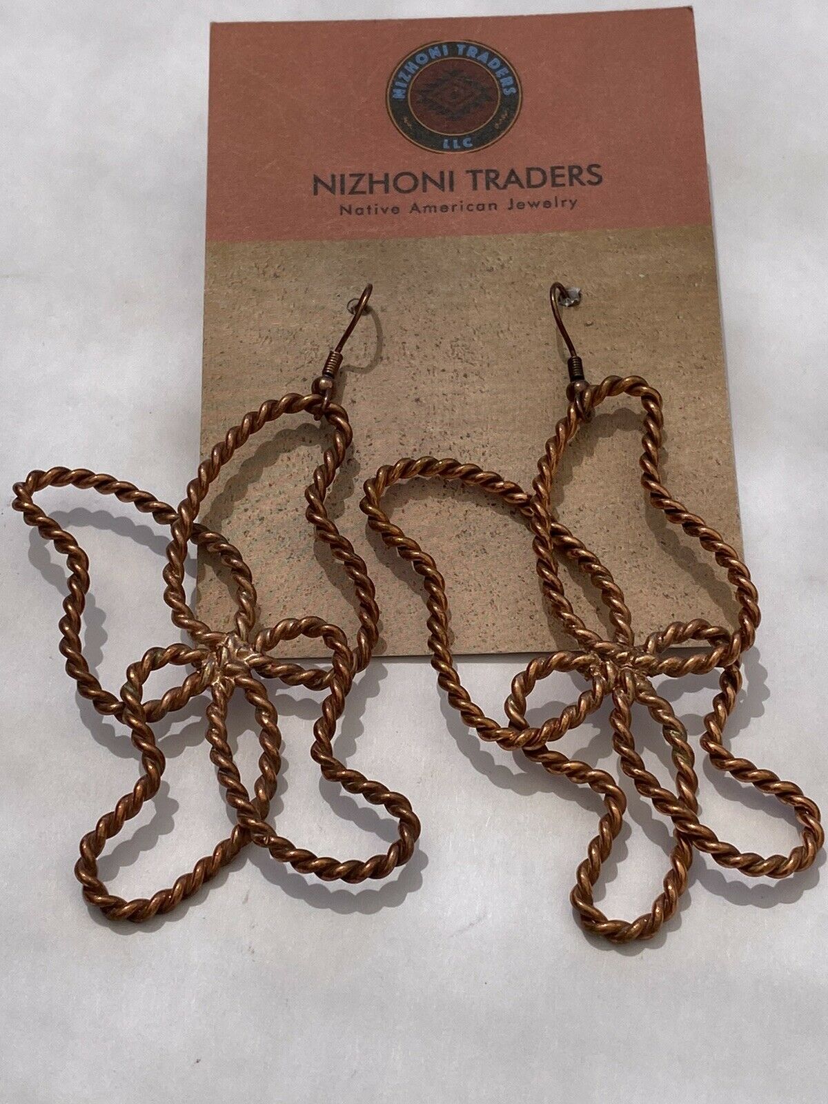 Handcrafted Copper Butterfly Twist Wire Dangle Earrings