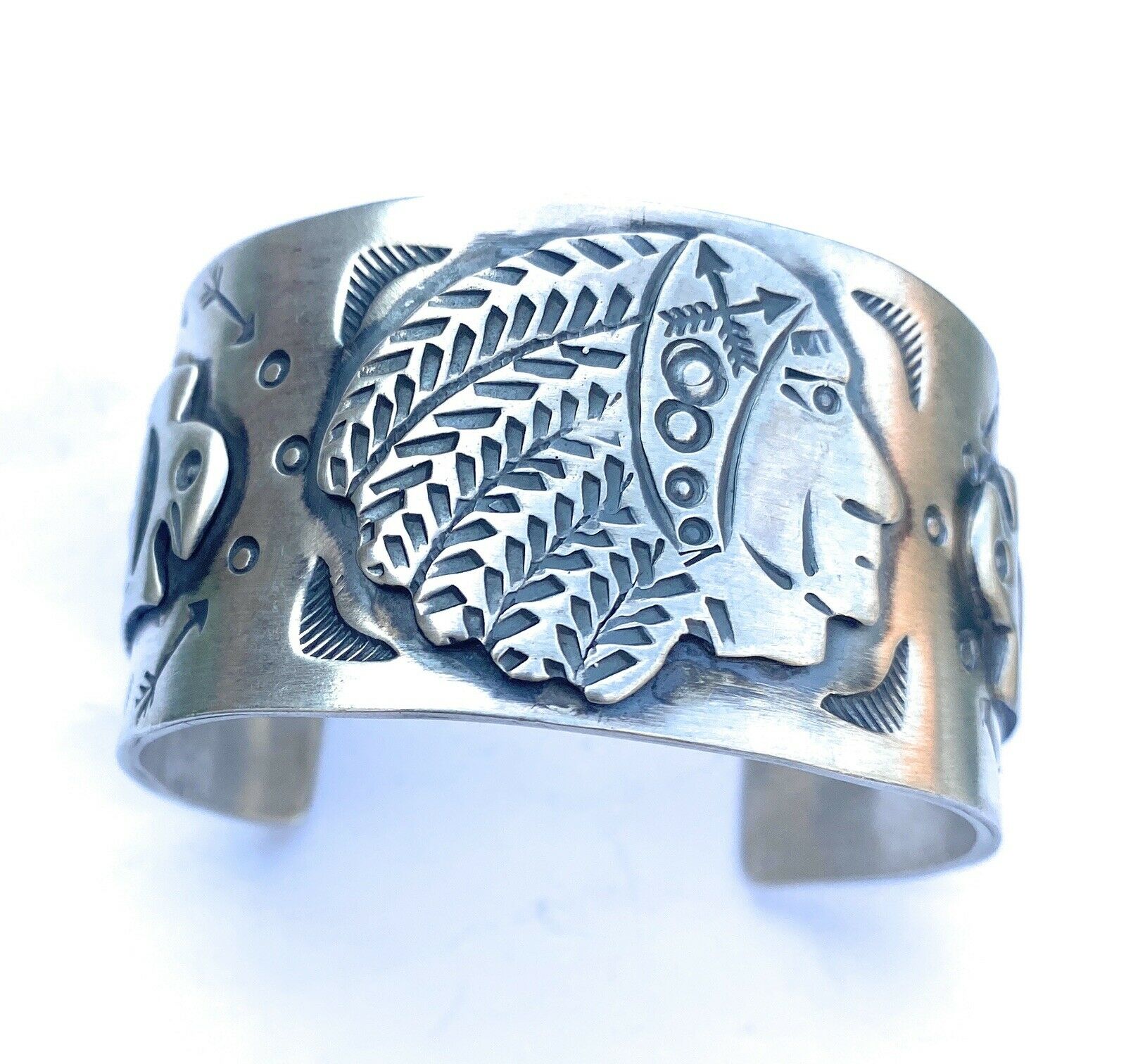 Handcrafted Sterling Silver Hand Stamped Chief Cuff Bracelet