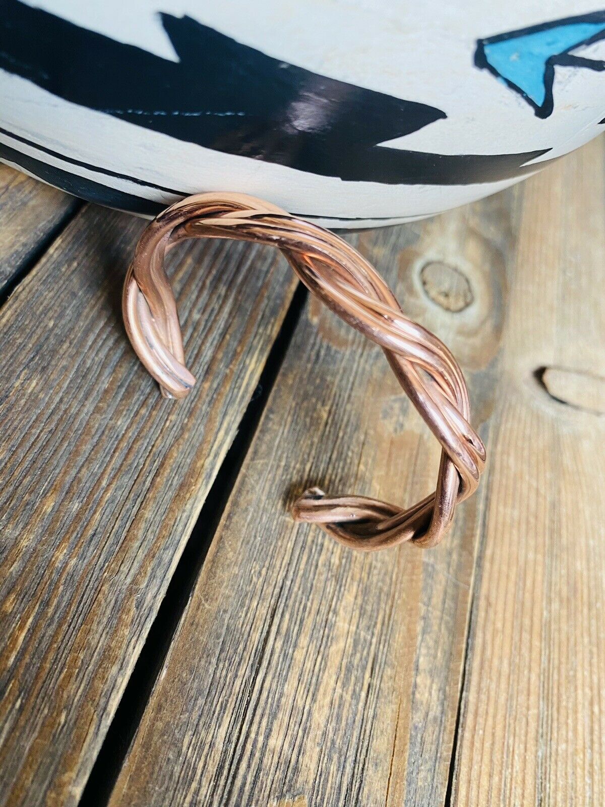 Handcrafted Copper Over Sterling Hand Twisted Cuff Bracelet