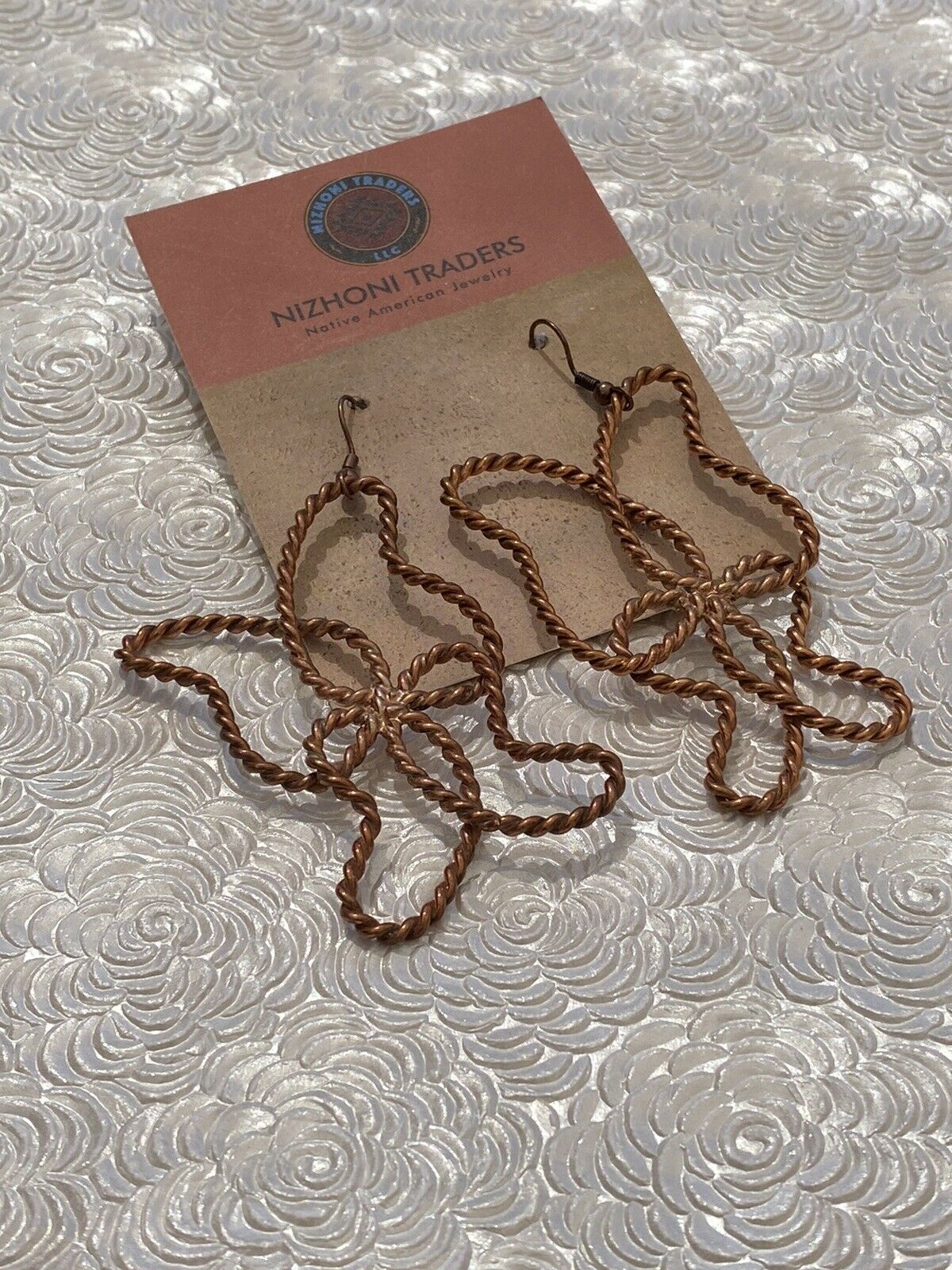 Handcrafted Copper Butterfly Twist Wire Dangle Earrings