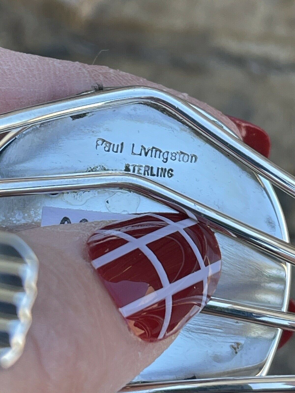 Handcrafted Sterling Silver & Number 8 Turquoise Signed Lined Cuff Signed