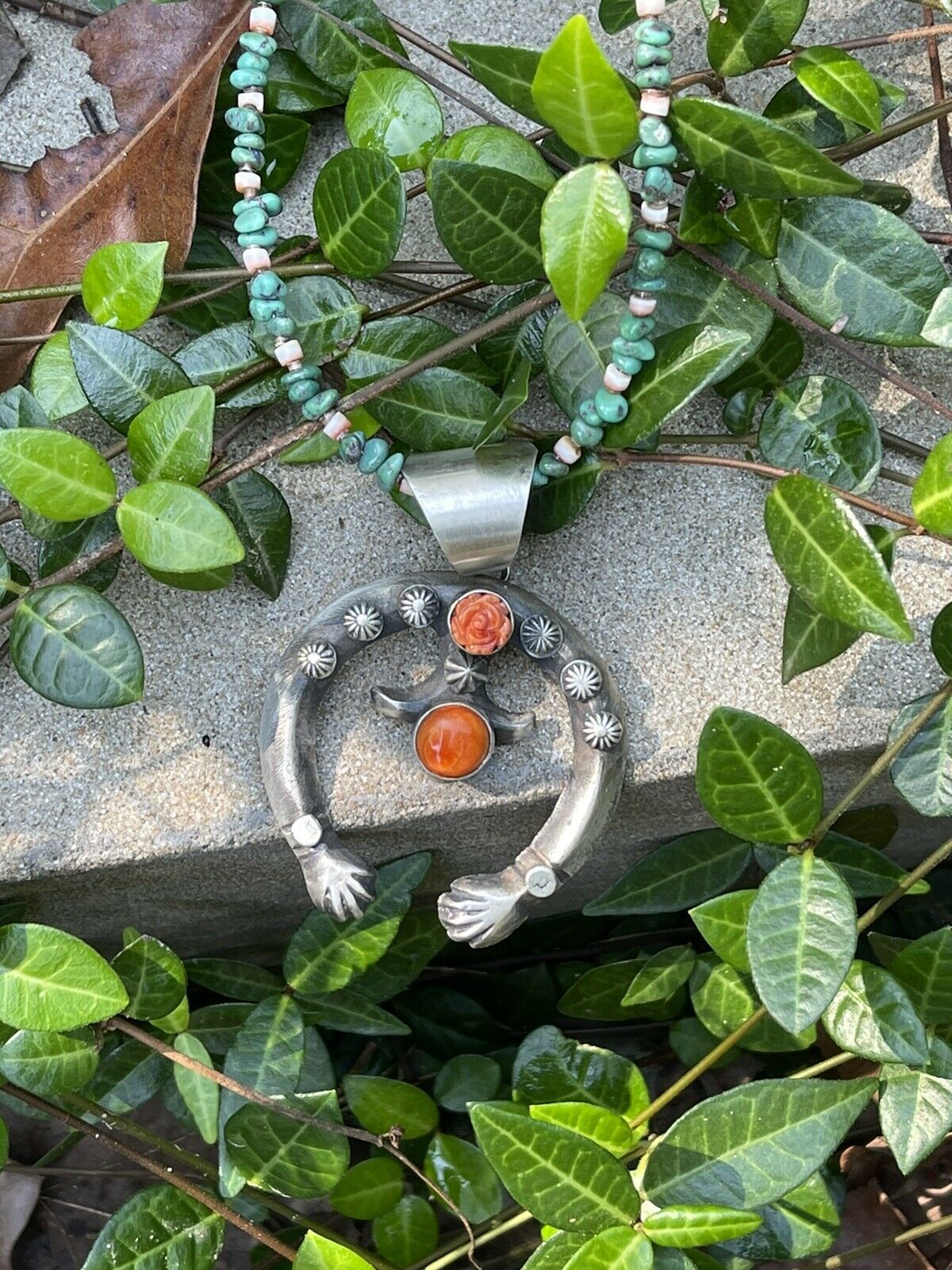 Handcrafted Sterling Silver Rose Spiny Naja Pendant Signed By Chimney Butte