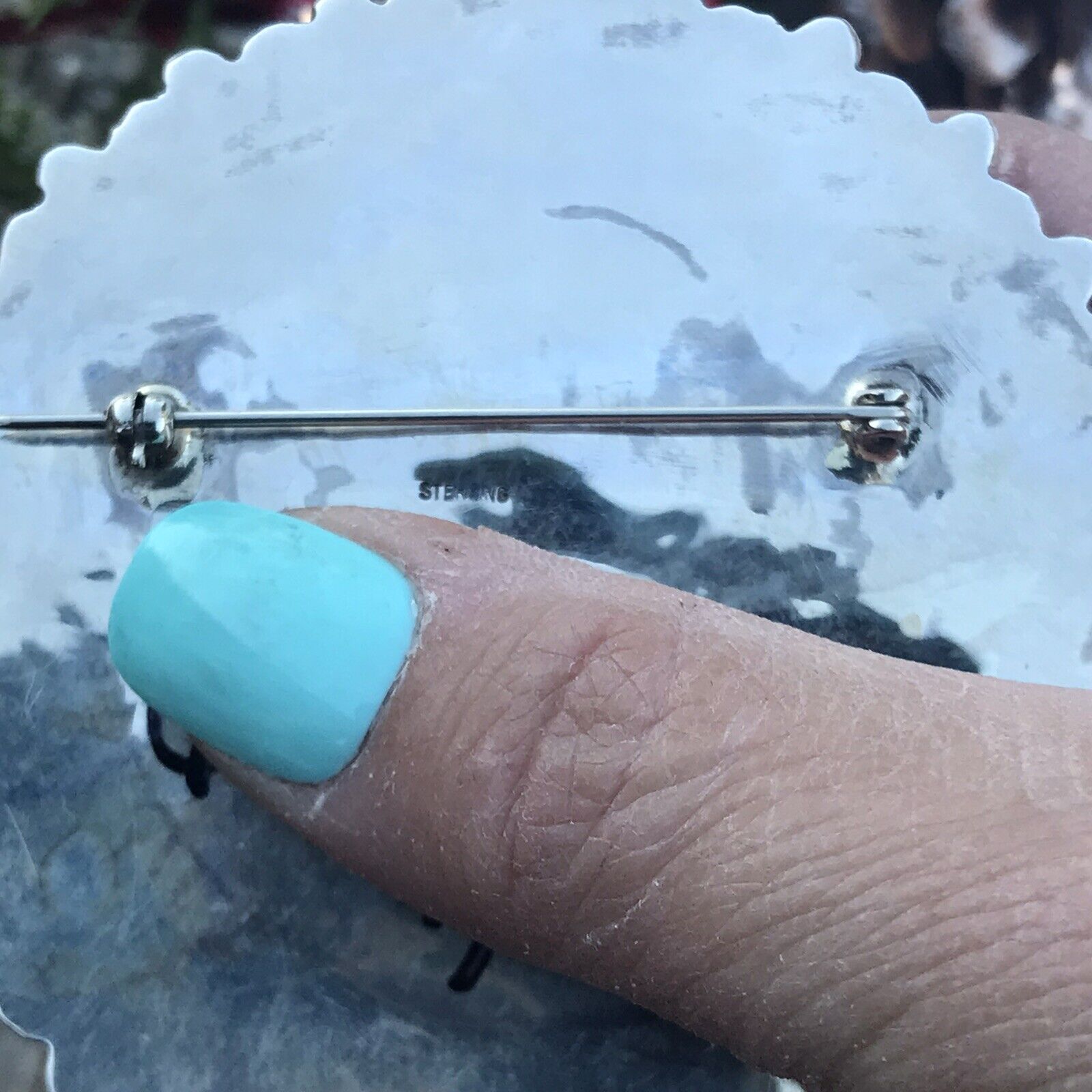 Navajo Jumbo Sterling Silver Natural Red Coral Cluster Pendant/pin Signed