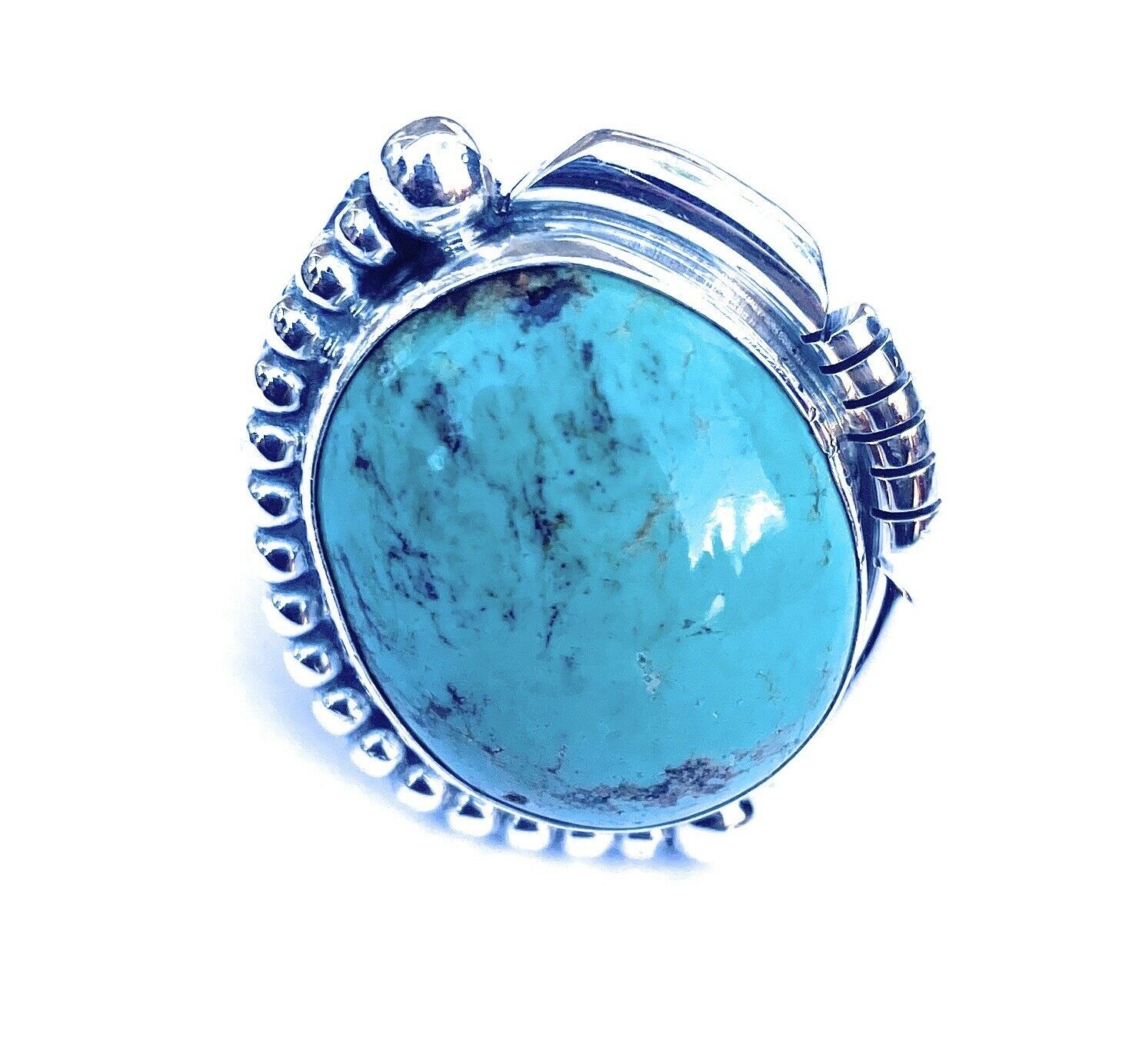 Handcrafted Royston Turquoise & Sterling Silver Ring Size 6.5