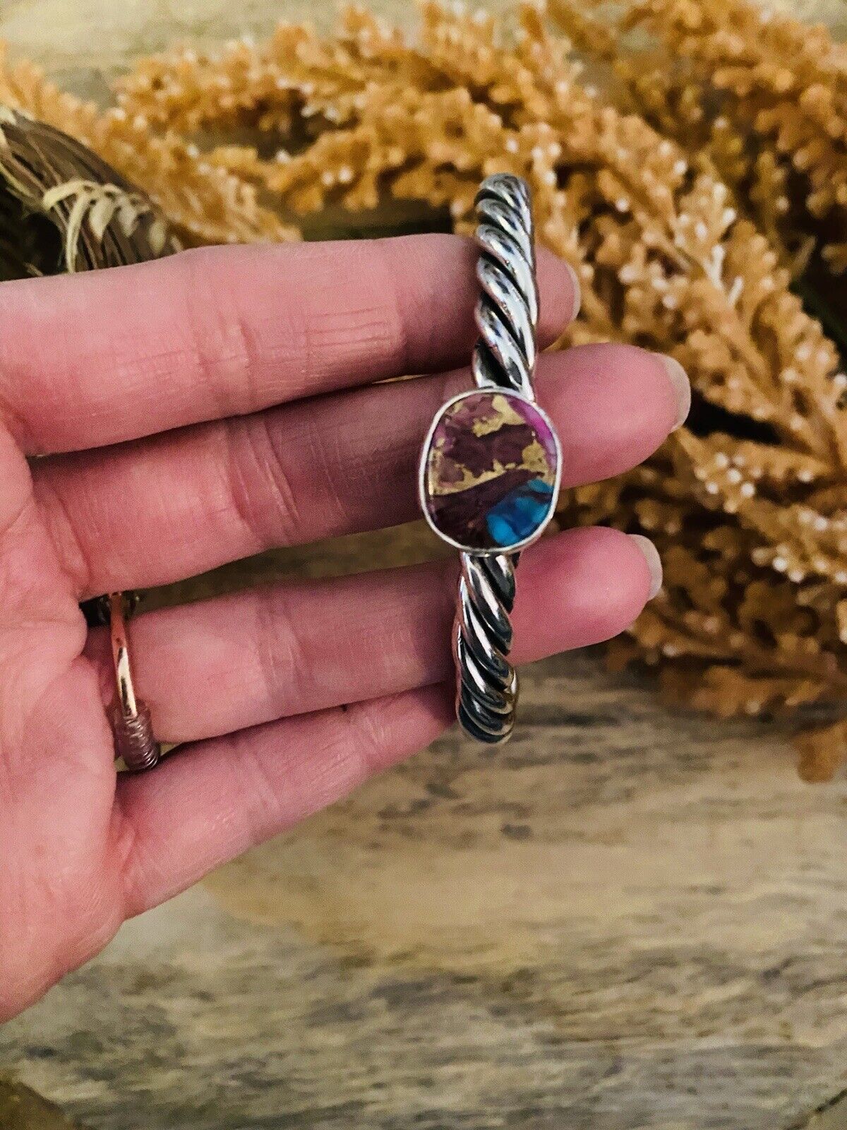 Handcrafted Pink Dream Mohave & Sterling Silver Cuff Bracelet