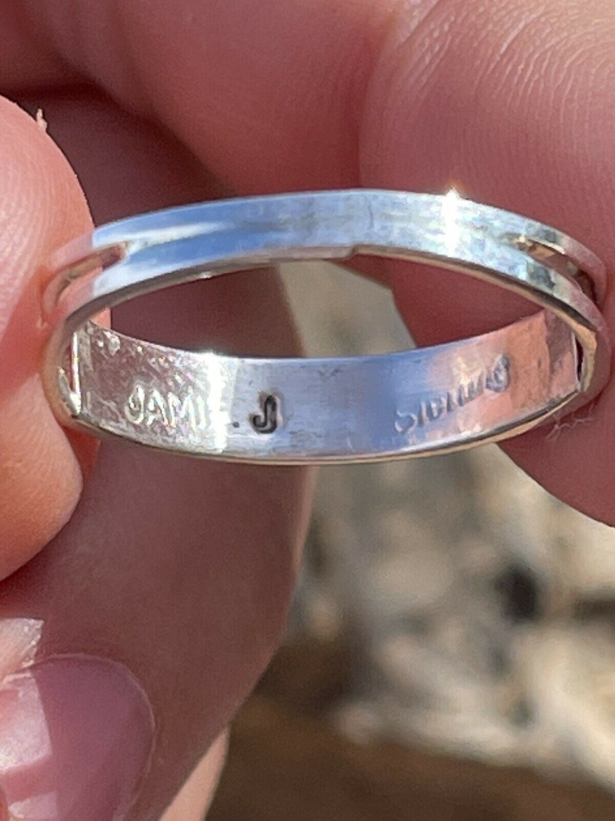 Handcrafted Sterling Silver Bright Blue Opal Stacker Ring