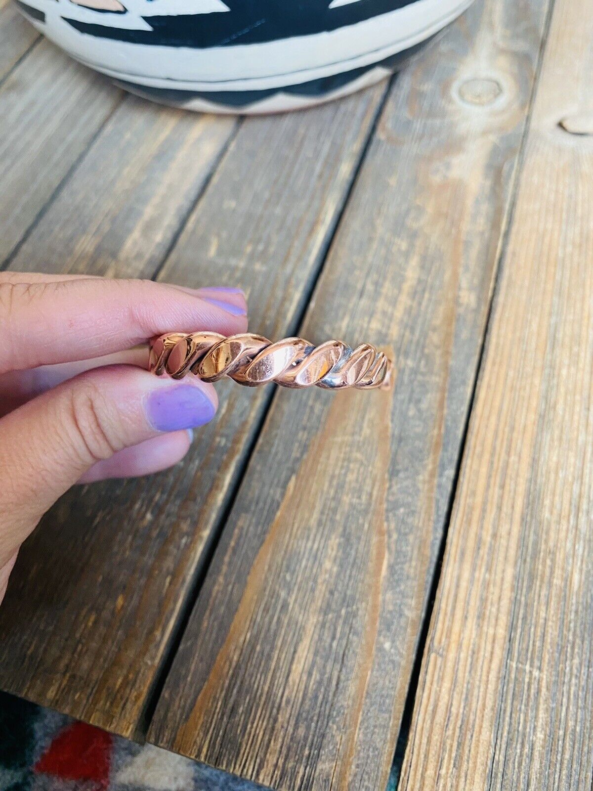 Handcrafted Copper Over Sterling Hand Twisted Cuff Bracelet