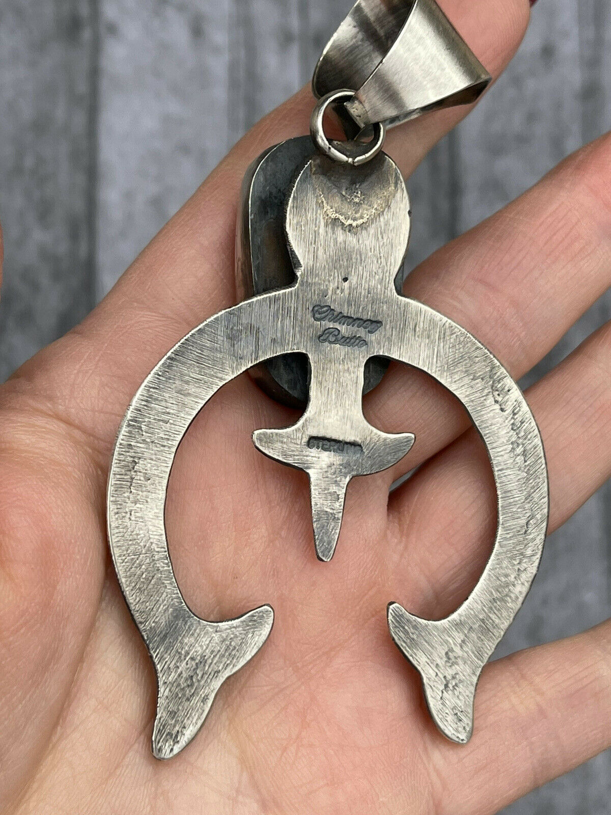 Handcrafted Chimney Butte Orange Spiny & Sterling Silver Naja Pendant Signed