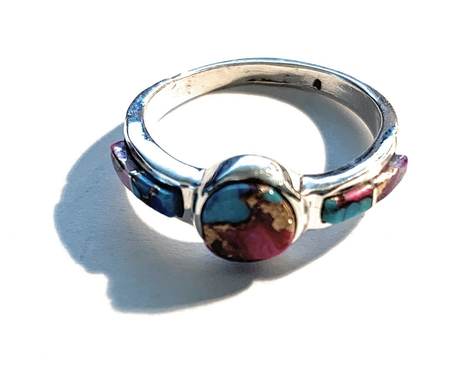 Pink Dream Mojave & Sterling Silver Round Ring