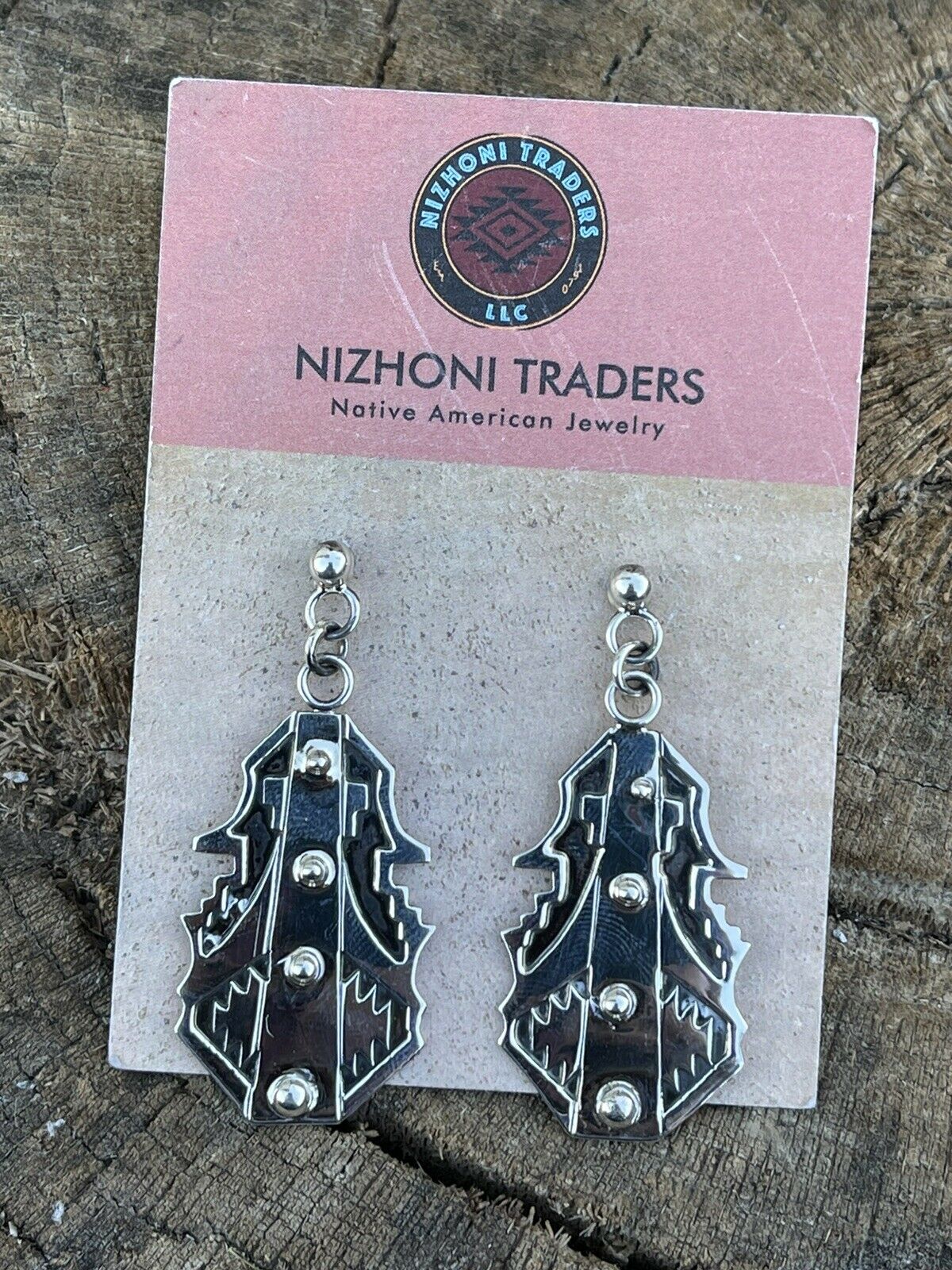 Handcrafted Sterling Silver Southwest Dangle Earrings Signed