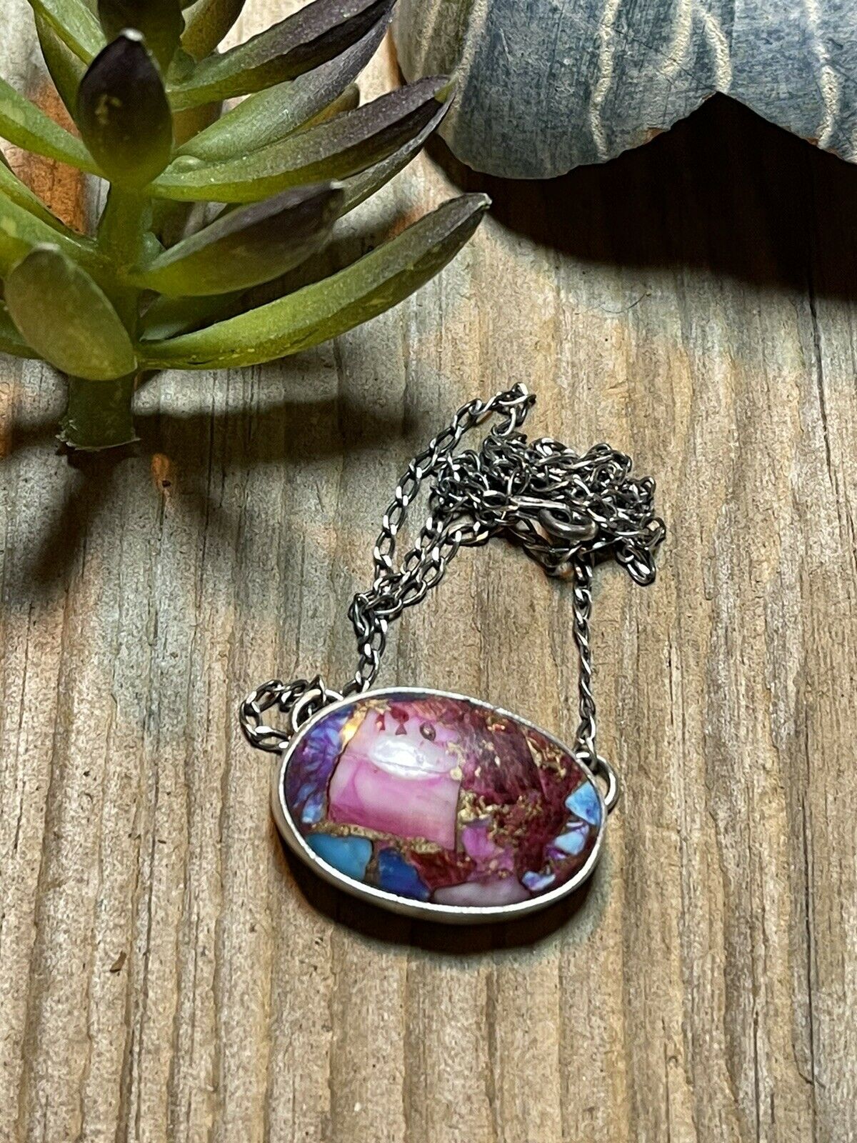 Sterling Silver & Pink Dream Mojave Oval Necklace