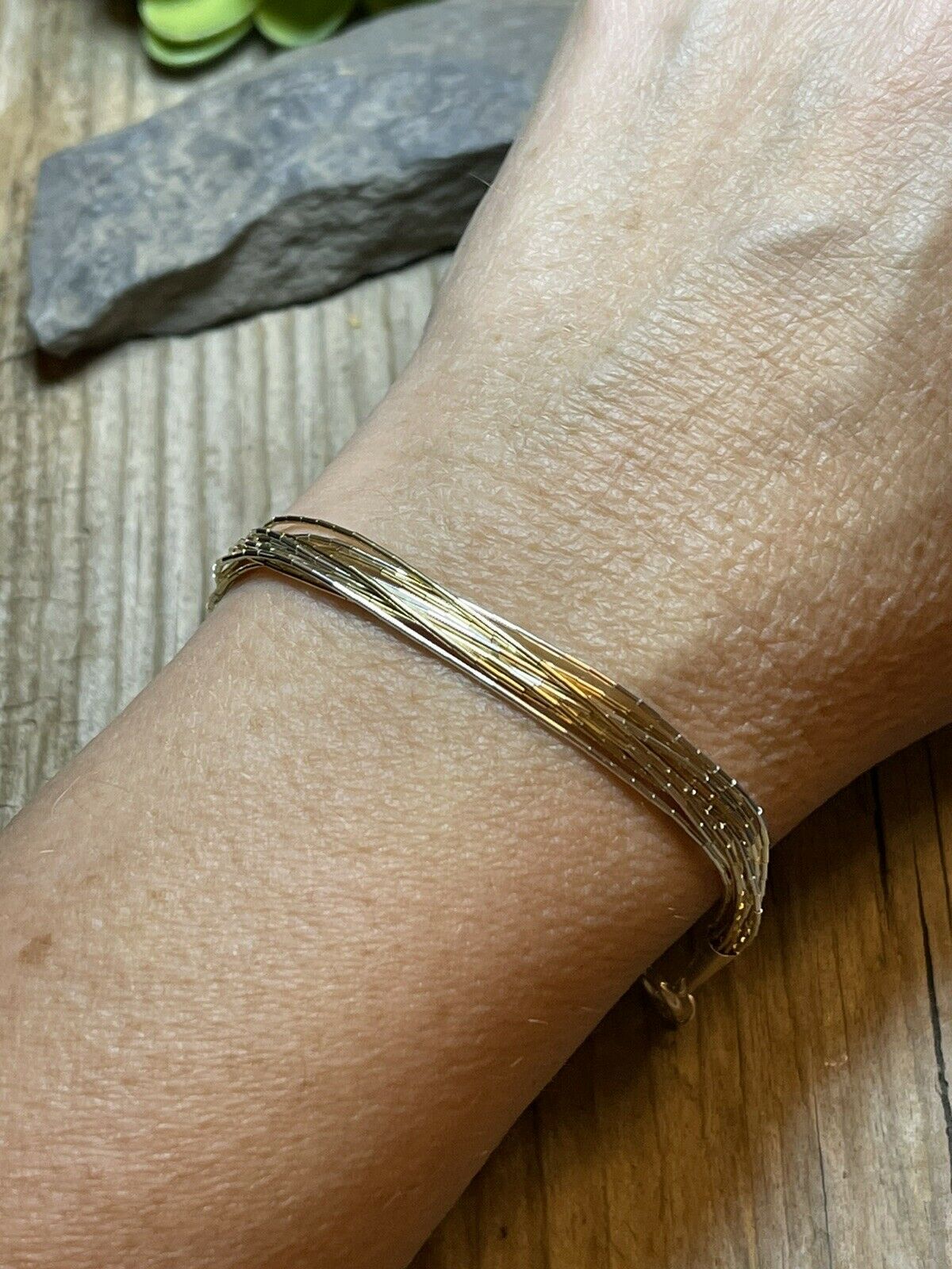 Handcrafted Delicate Liquid Silver Two Tone Bracelet