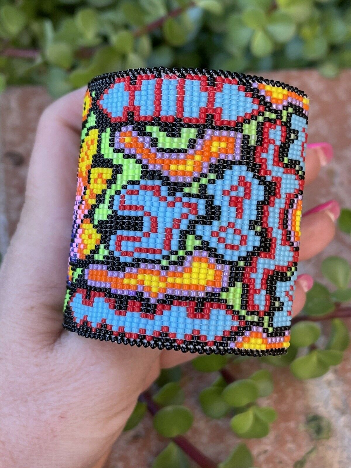 Handcrafted Beaded Flower Lotus Cuff Bracelet