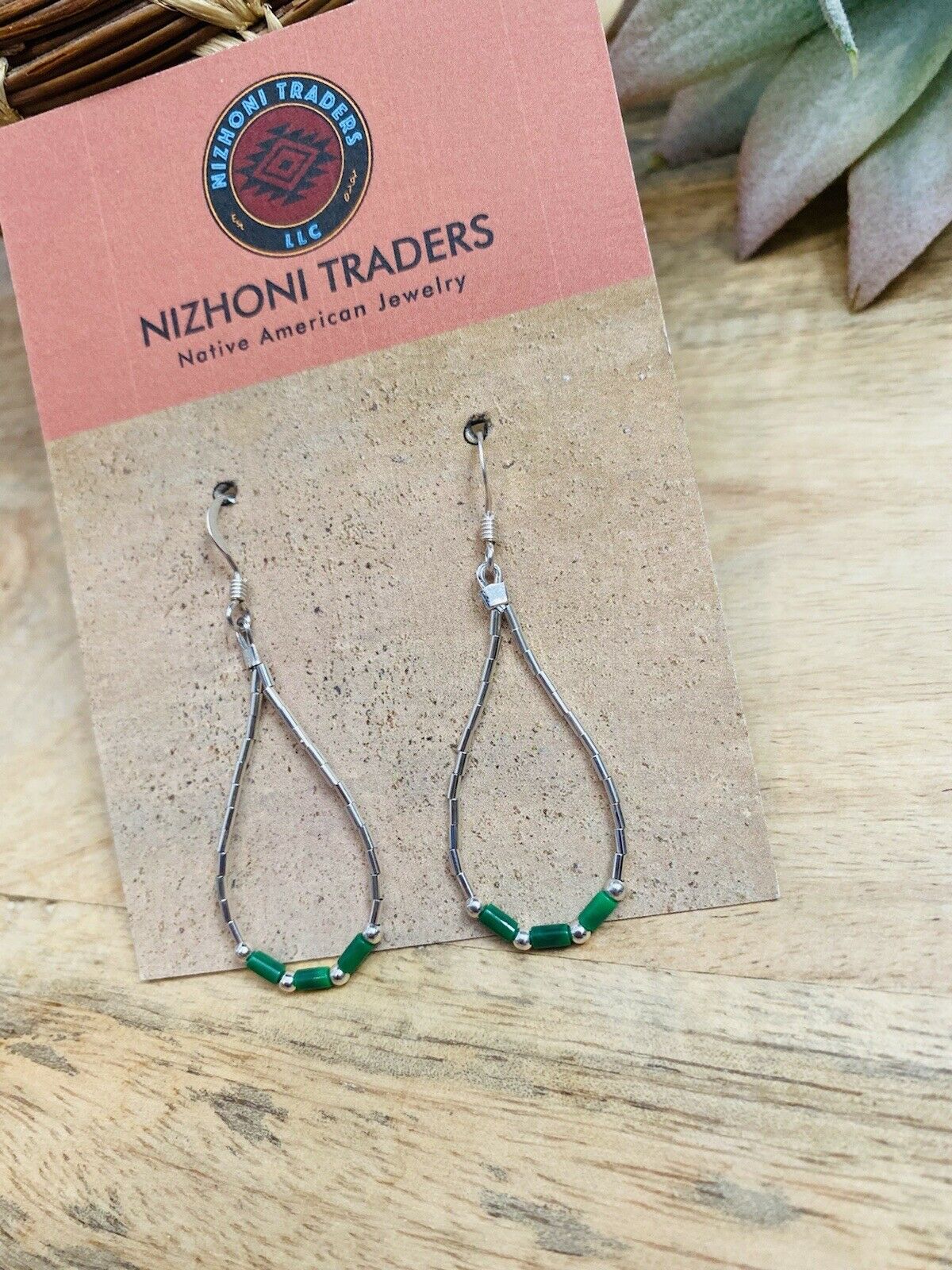 Handcrafted Sterling Liquid Silver & Malachite Beaded Dangle Earrings