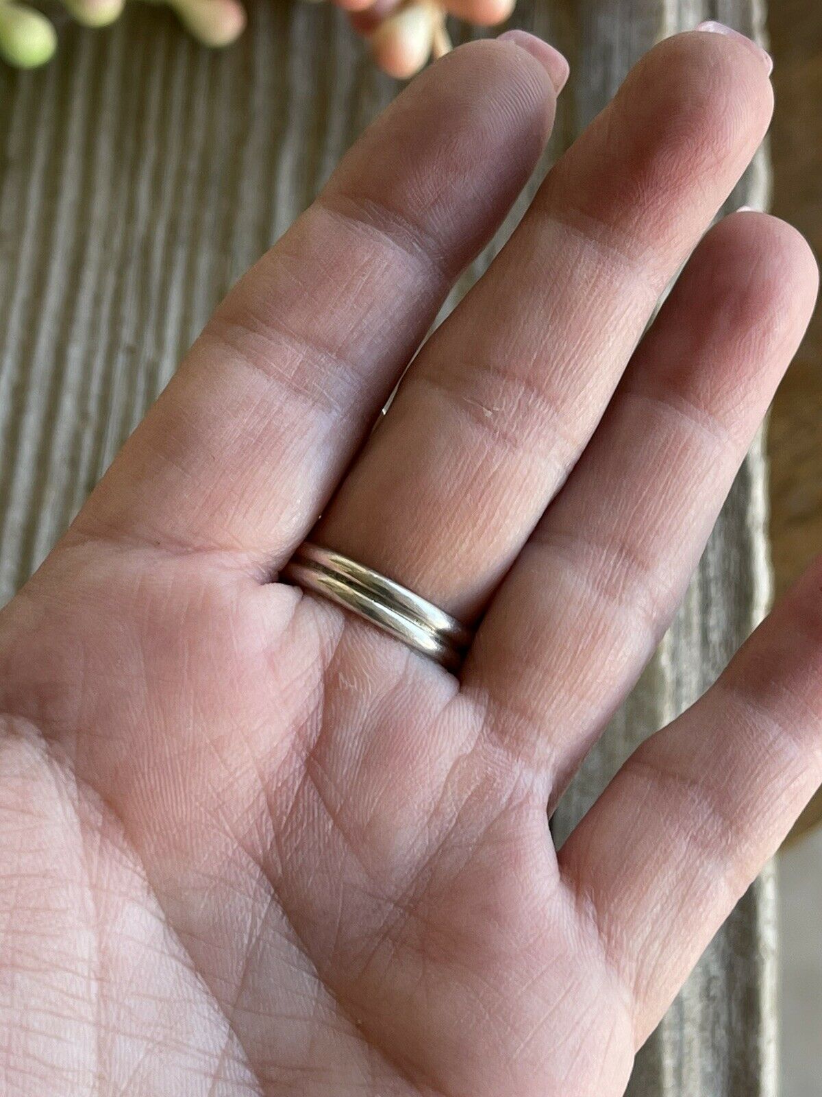 Sterling Silver & Royston Turquoise Scroll Petal Ring Size 8. Signed