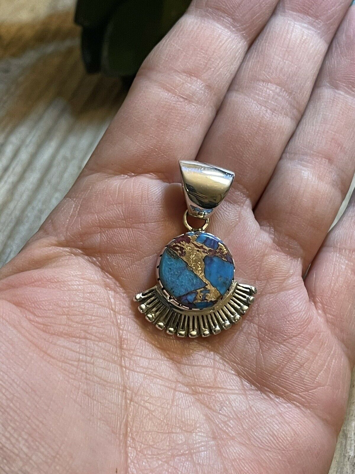 Handcrafted Pink Dream Mojave & Sterling Silver Fancy Fan Pendant