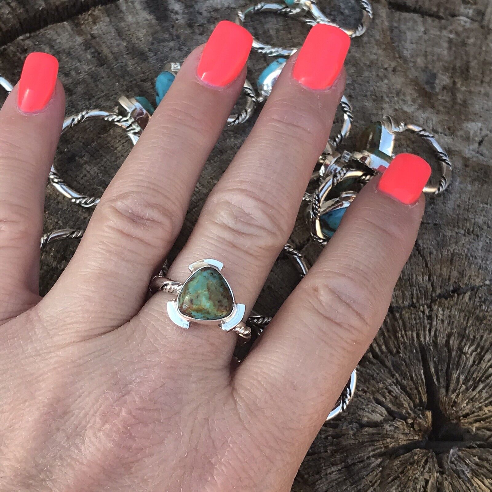 Handcrafted Sterling Silver Turquoise Triangle Ring