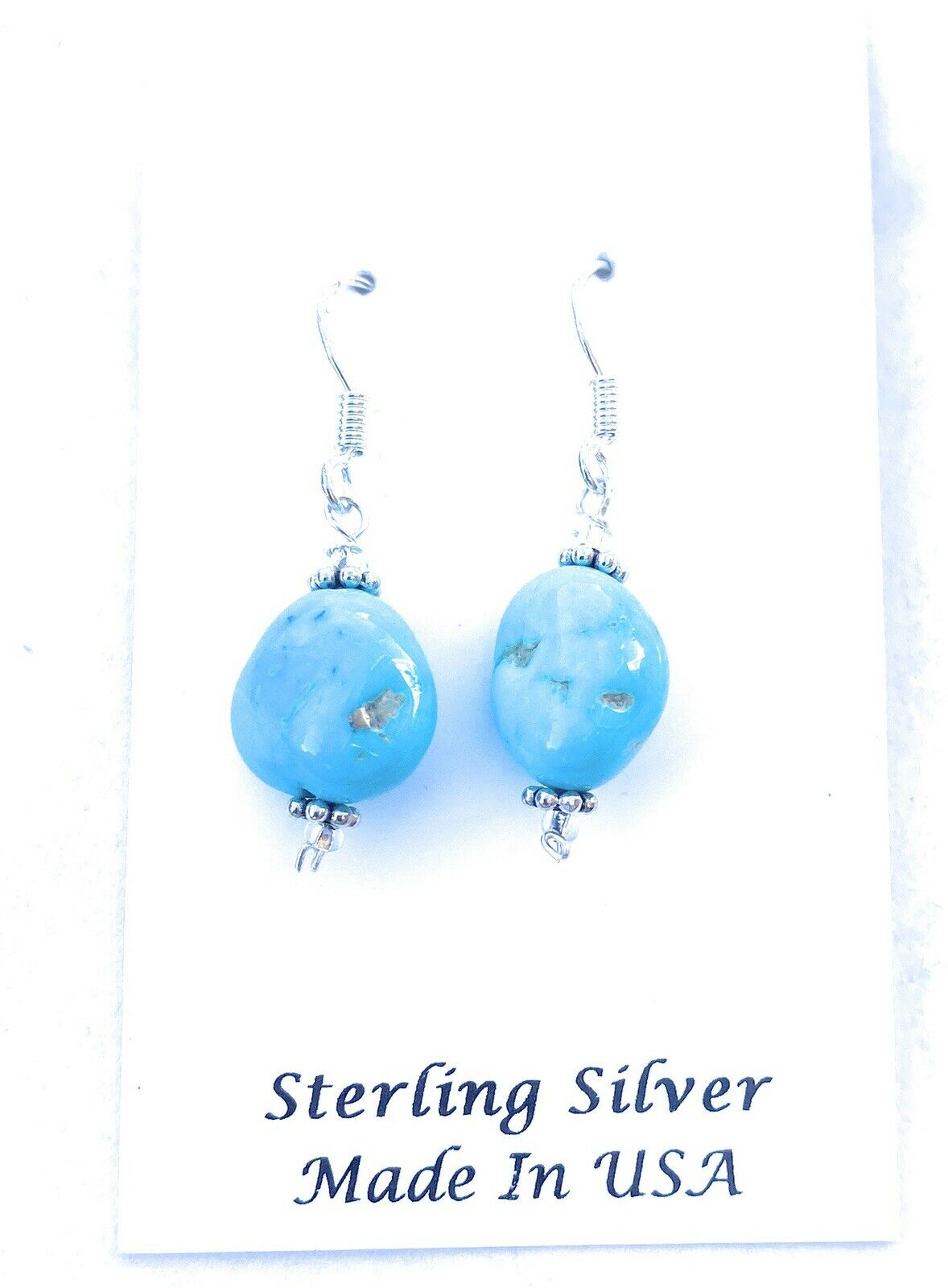 Handcrafted Sterling Silver & Turquoise Bead Dangle Earrings