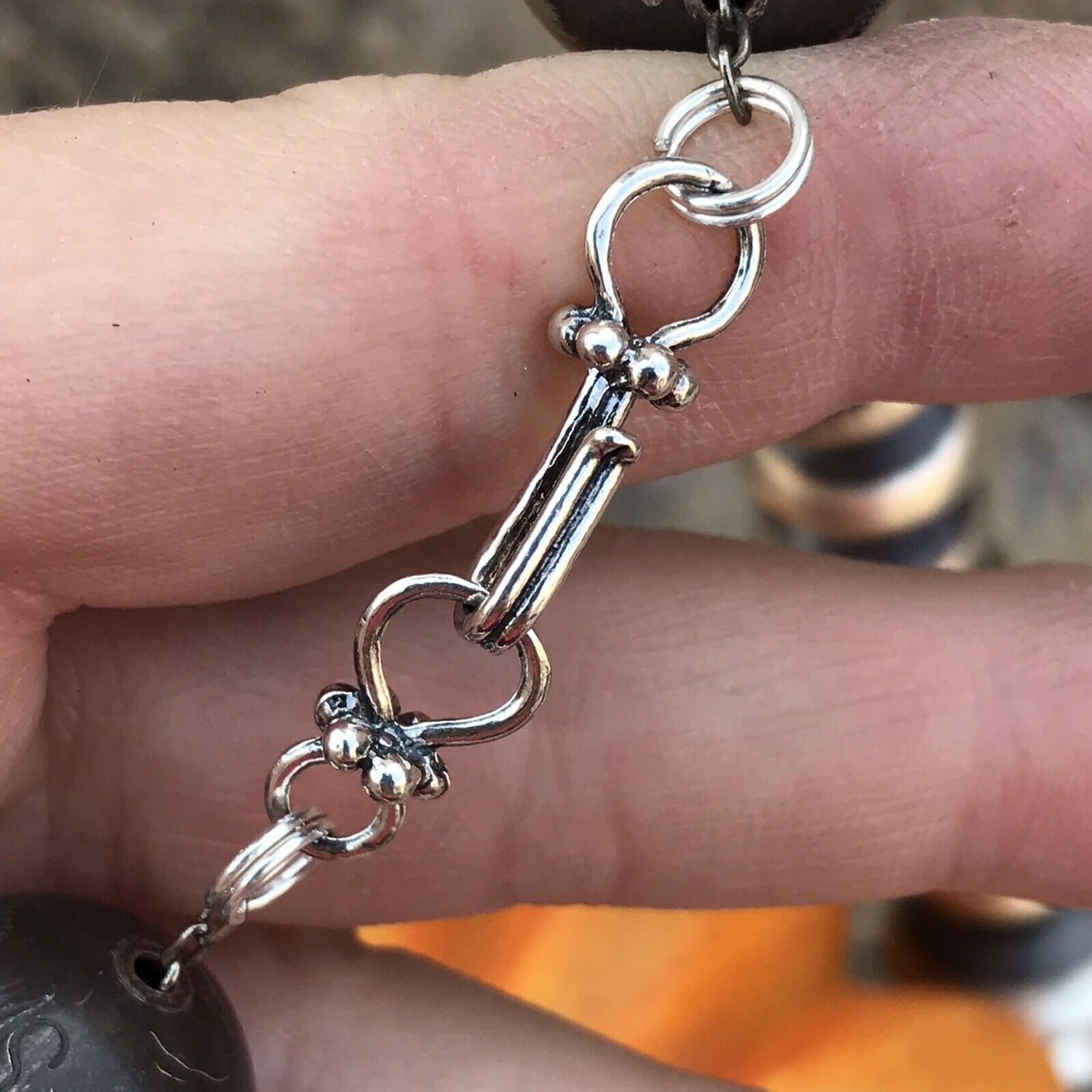 Handcrafted Orange Spiny & Sterling Disk Pearl 20 Mm -12 Mm Bead Necklace Set