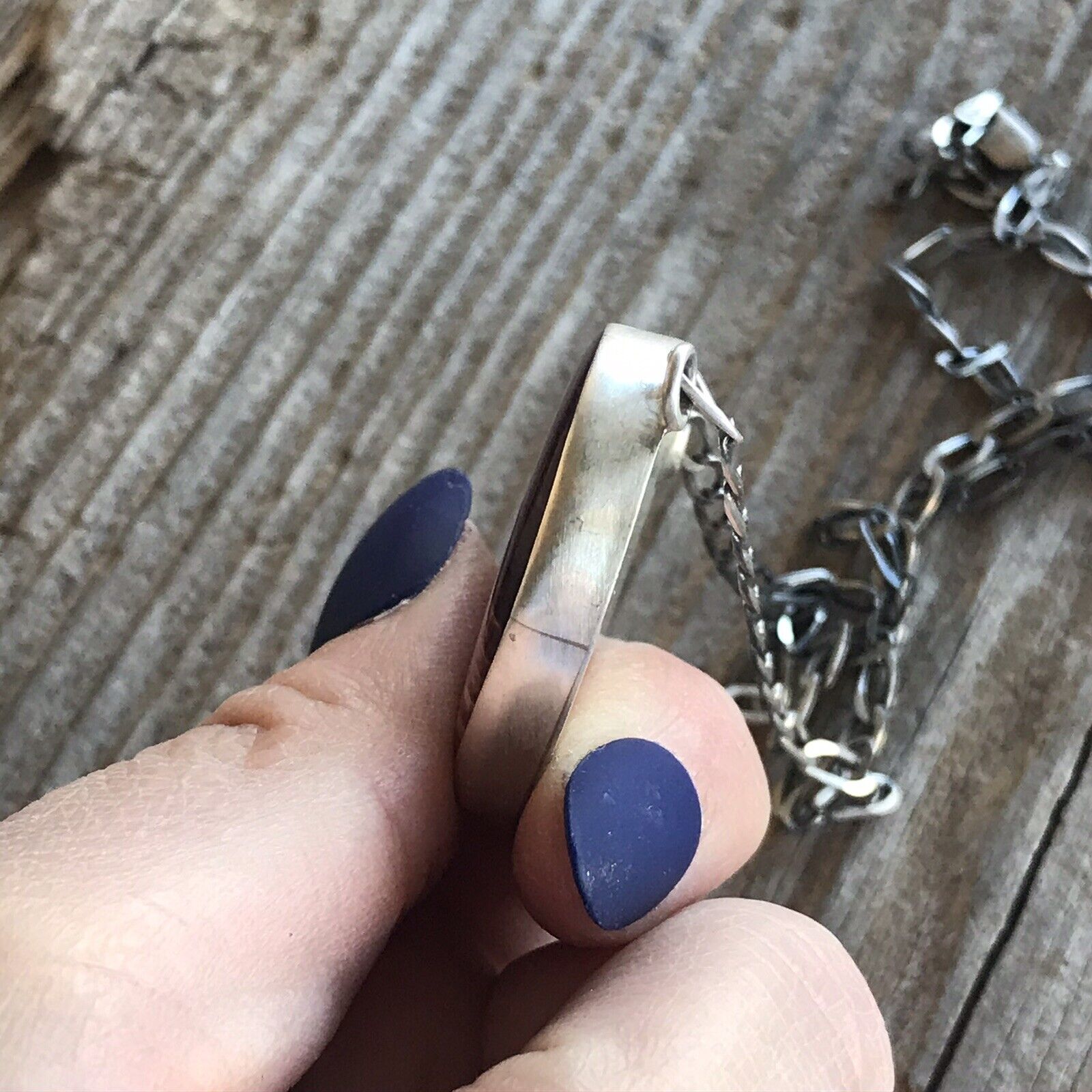 Handcrafted Purple Spiny And Sterling Silver Heart Necklace Signed