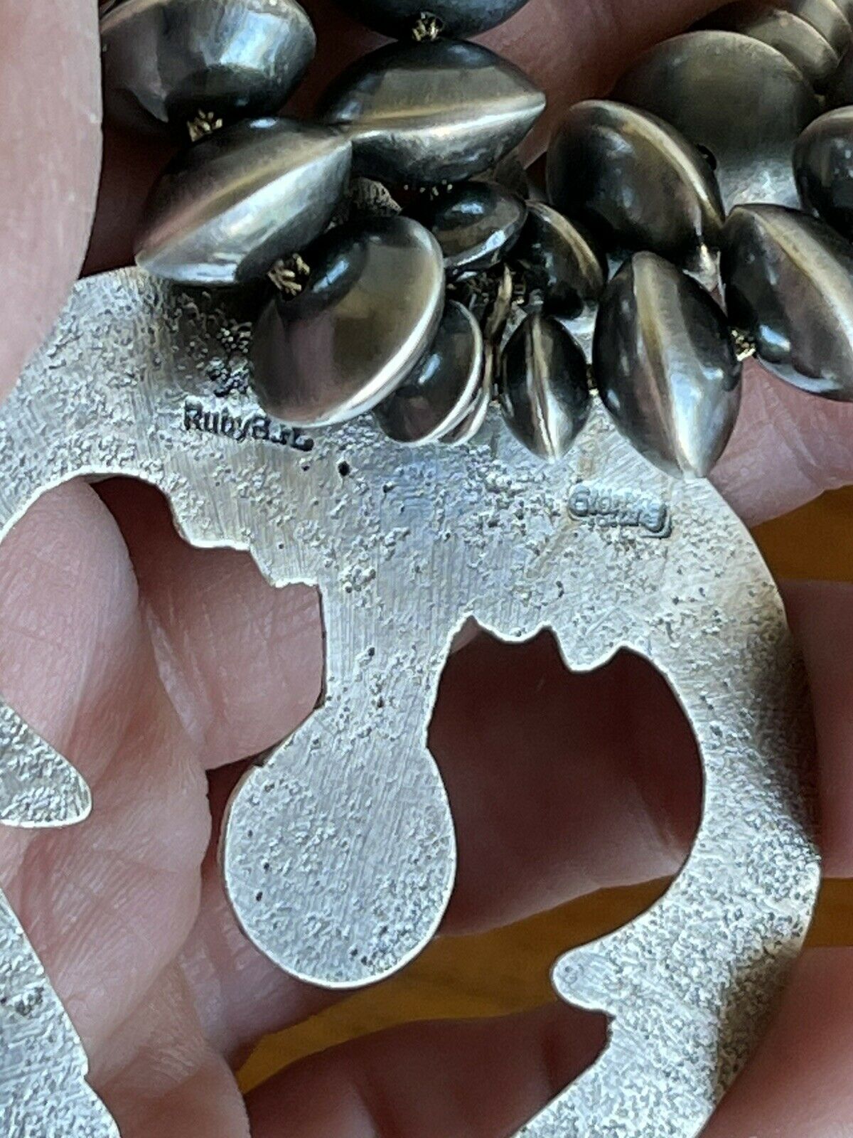 Handcrafted Sterling Silver Squash Naja Blossom Necklace Ruby Haley