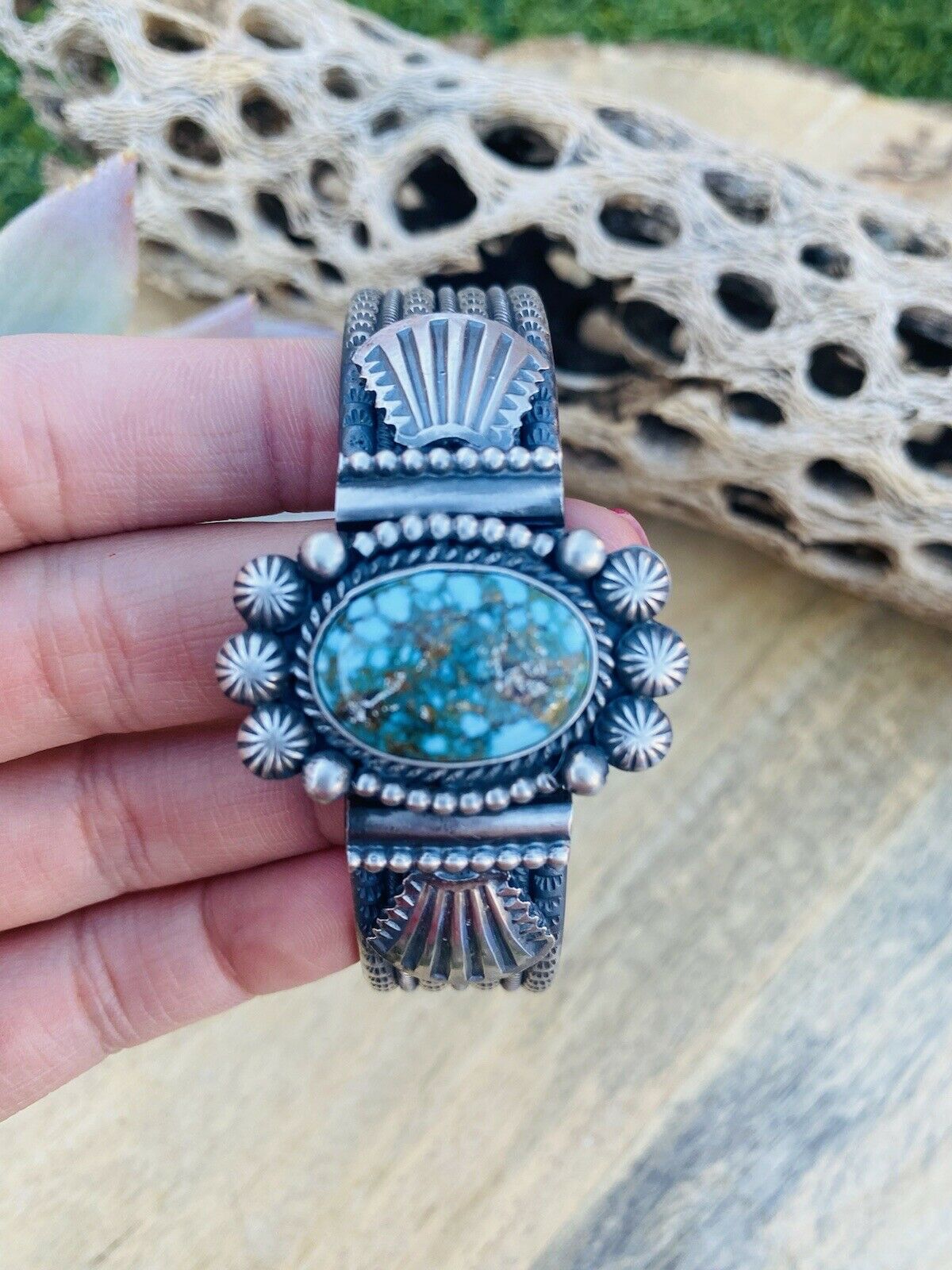 Handcrafted Golden Hills Turquoise Sterling Silver Cuff Bracelet