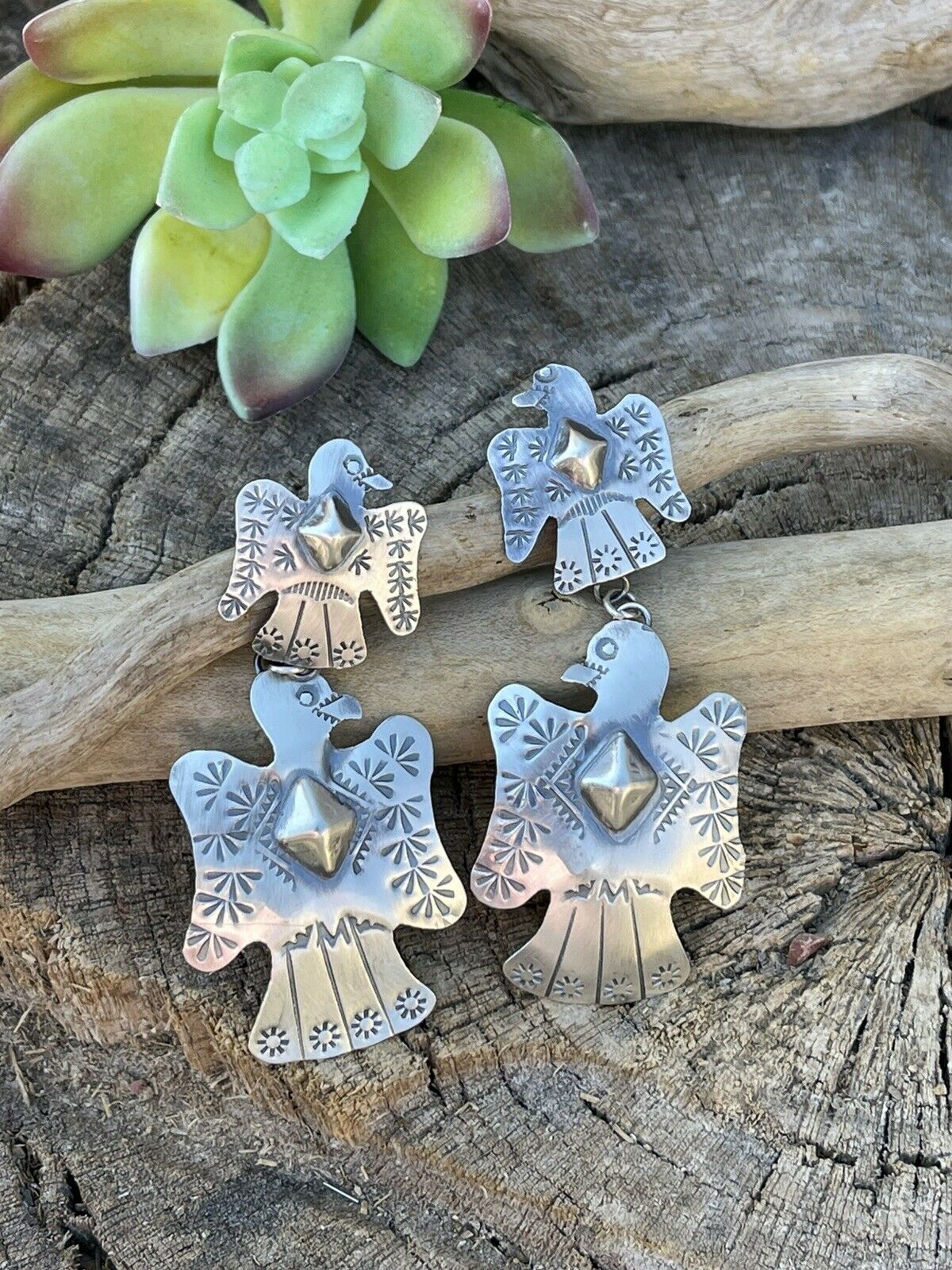 Handcrafted Sterling Silver Thunderbird Dangles by Tim Yazzie